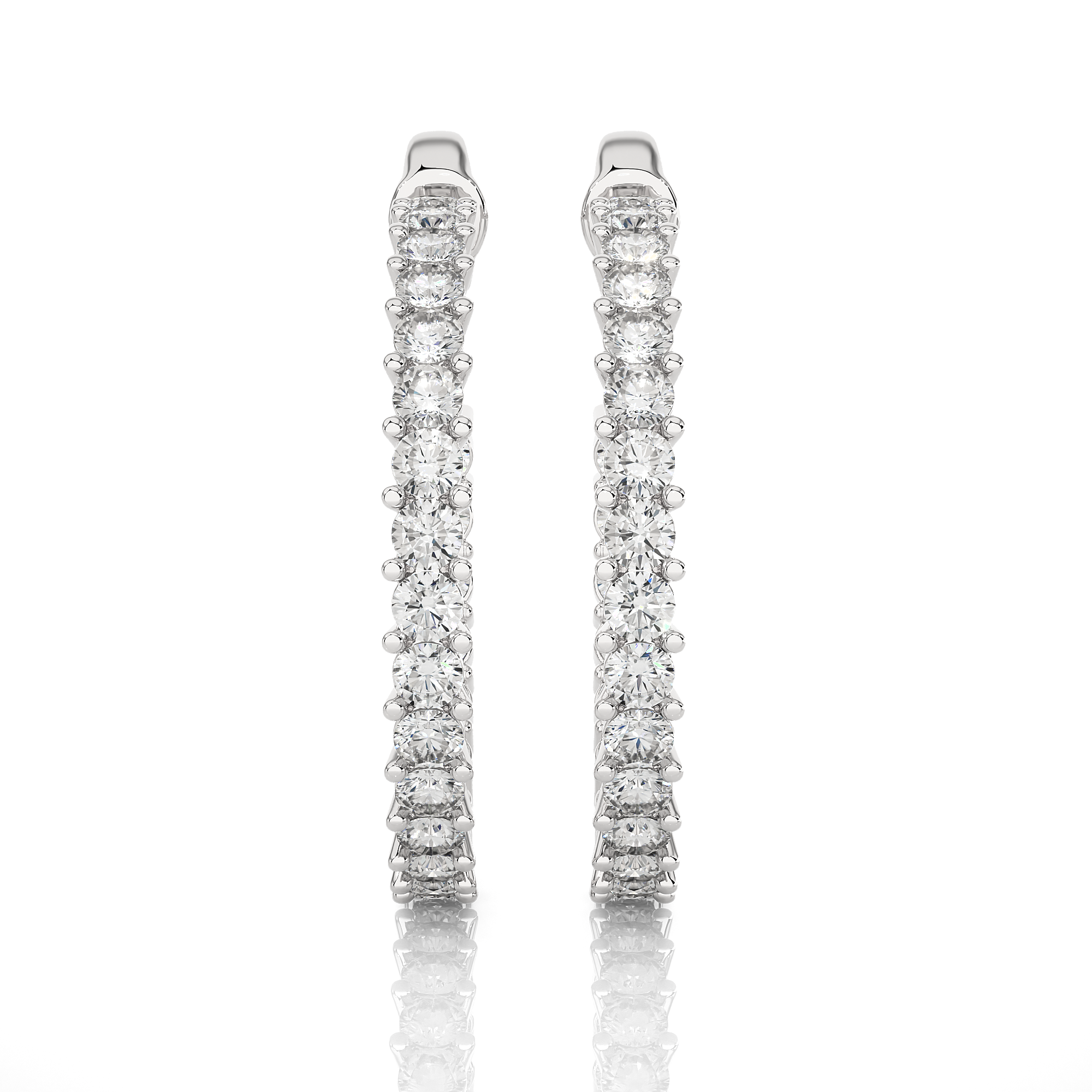 14K White Yellow Rose Gold 0.92 Carat Hoop Diamond Earrings