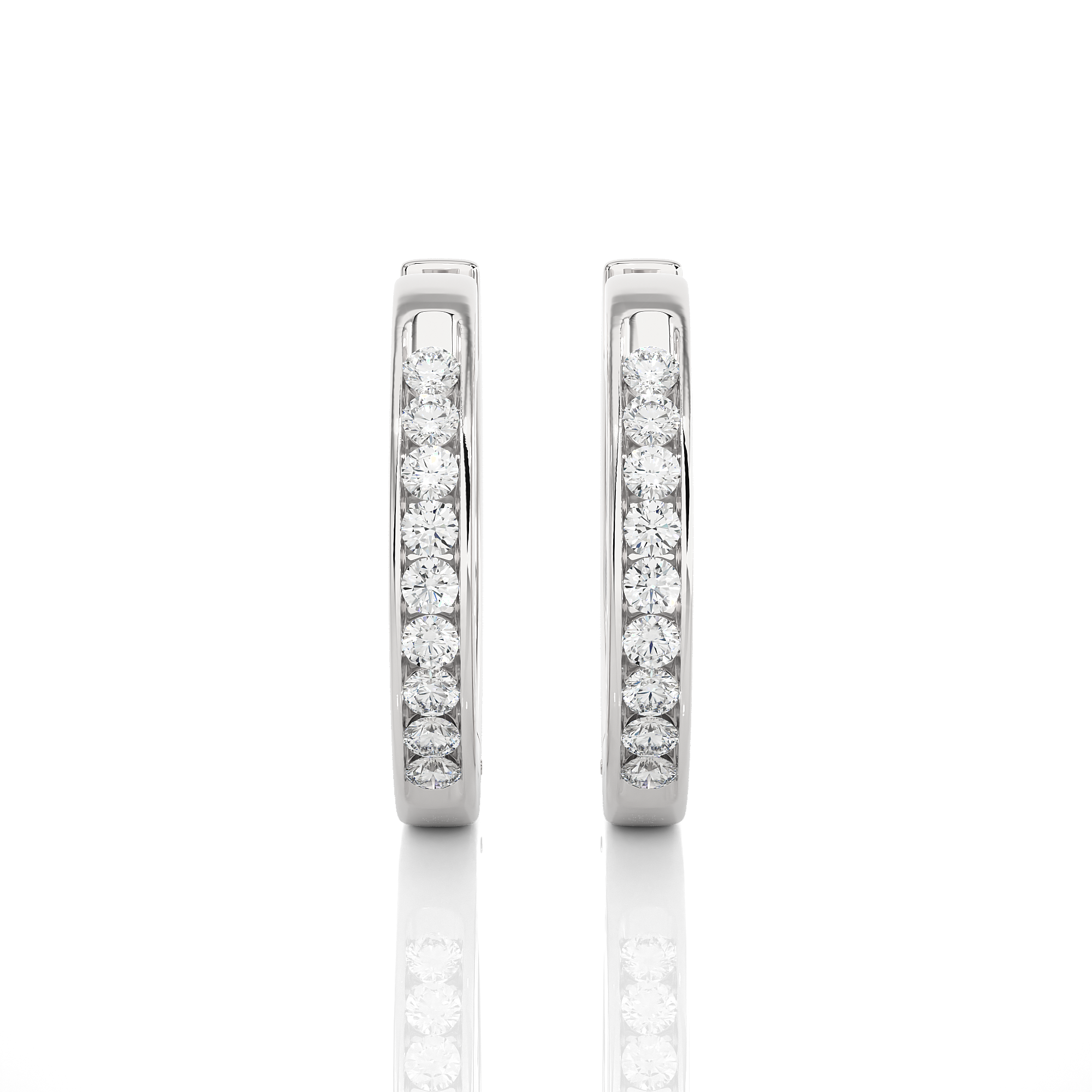 14K White Yellow Rose Gold 0.52 Carat Hoop Diamond Earrings