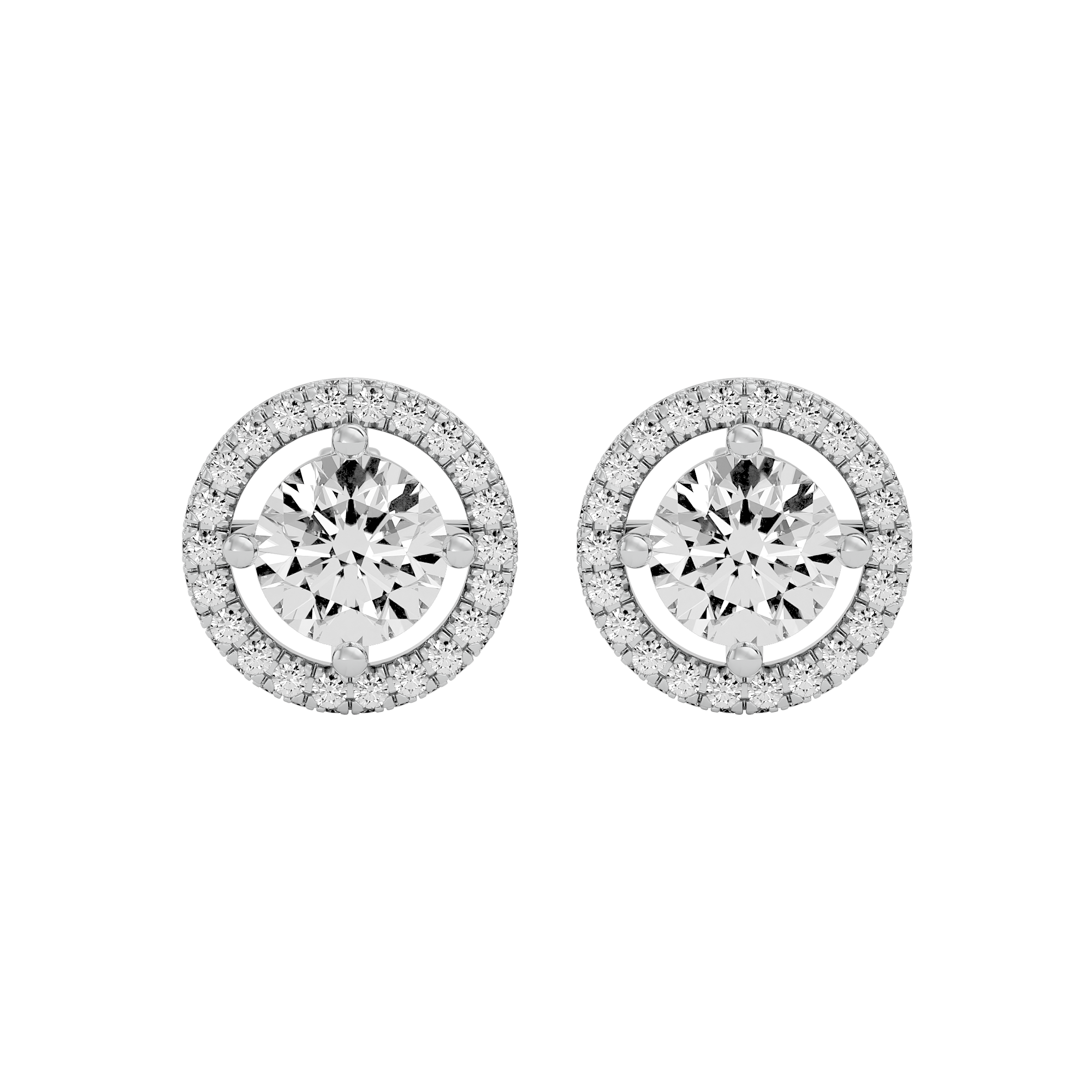 Radiant Round Diamond Gold Earrings