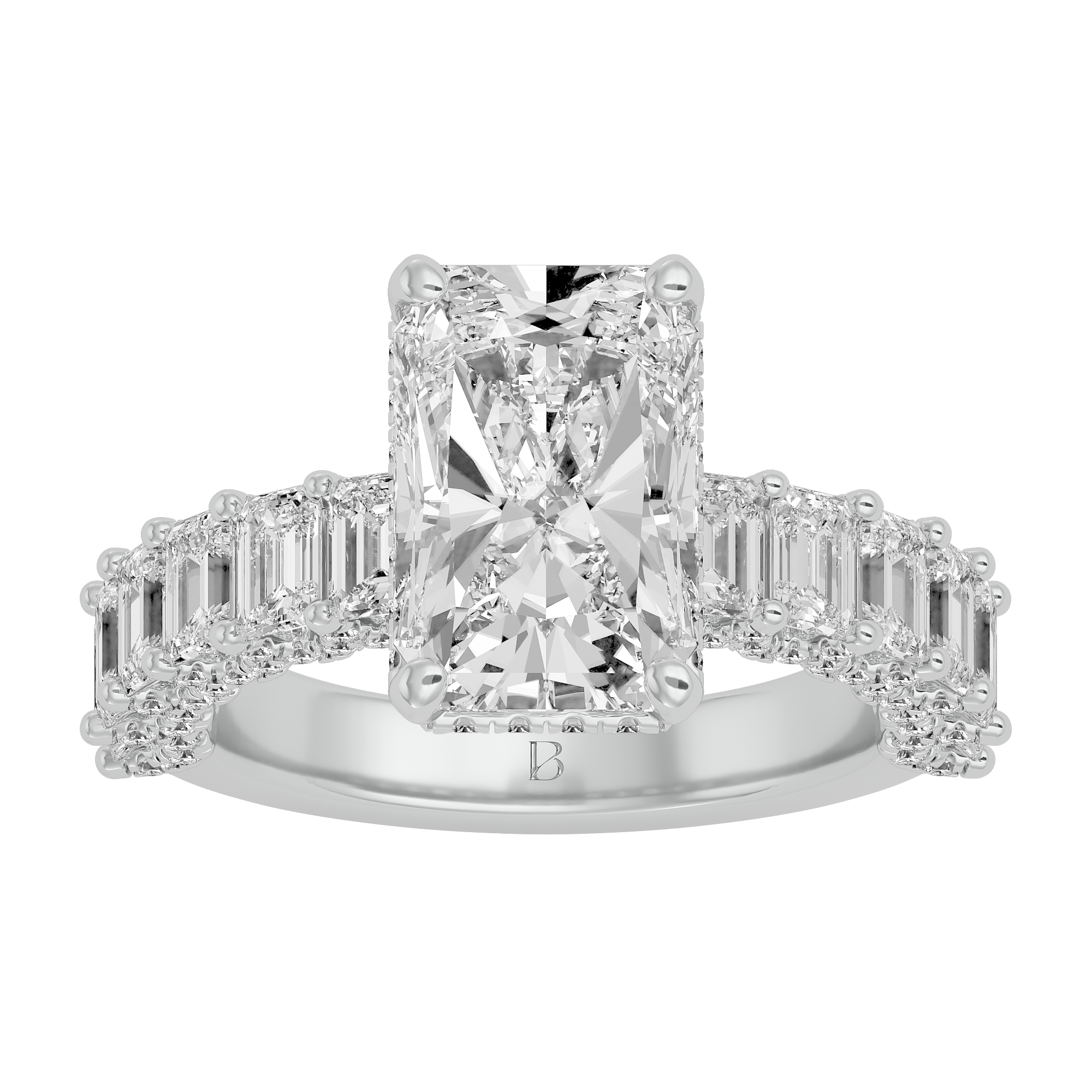 Majestic Radiant and Emerald Diamond Engagement Ring