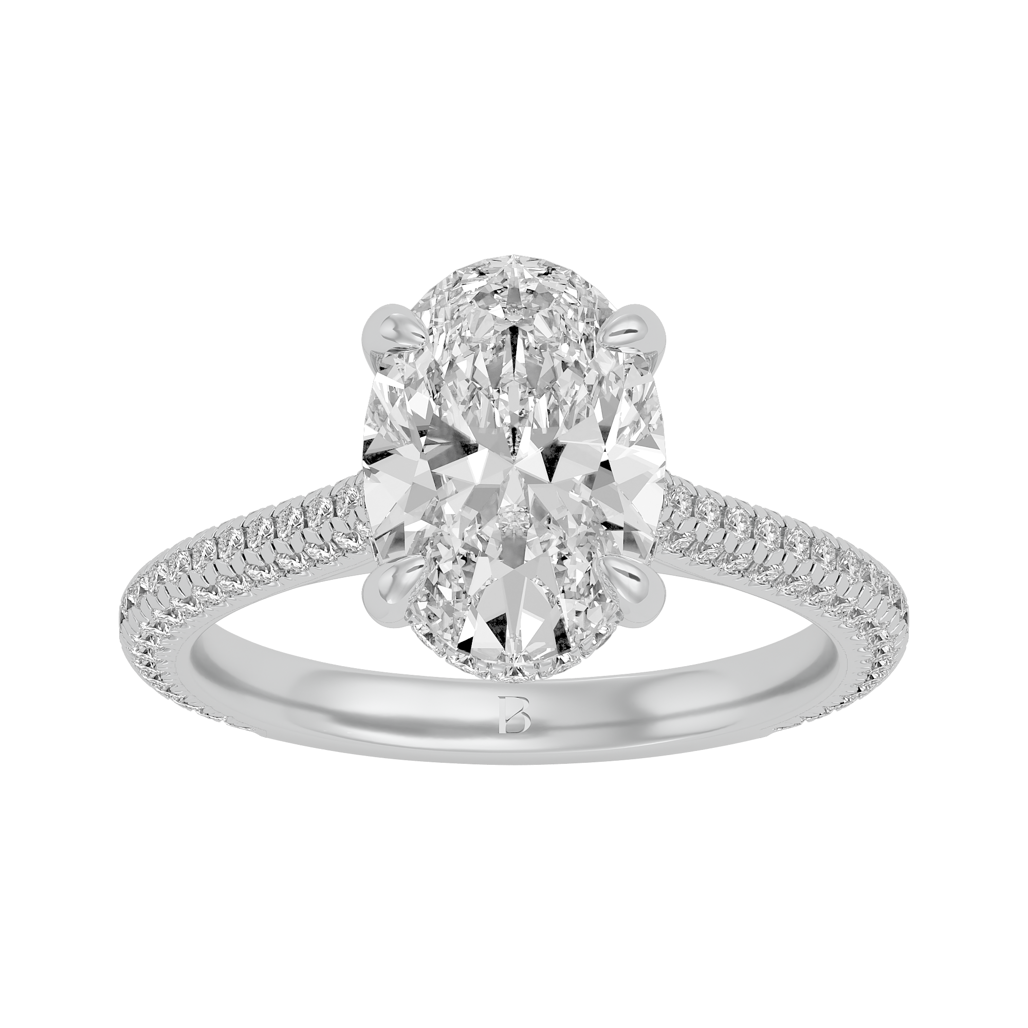 Elegant Oval and Round Diamond Engagement Ring
