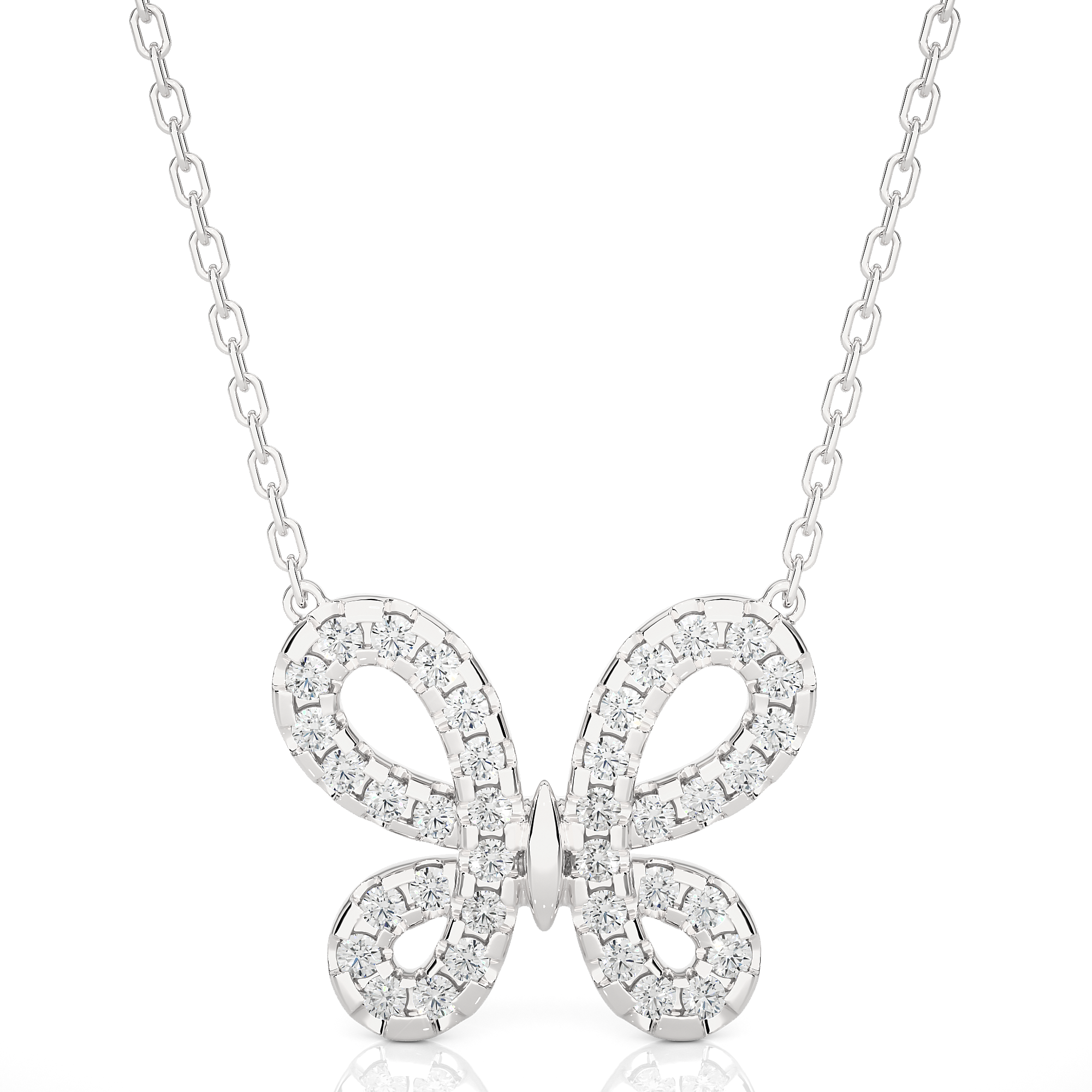 14K White Yellow Rose Gold 0.31 Carat Butterfly Diamond Pendant