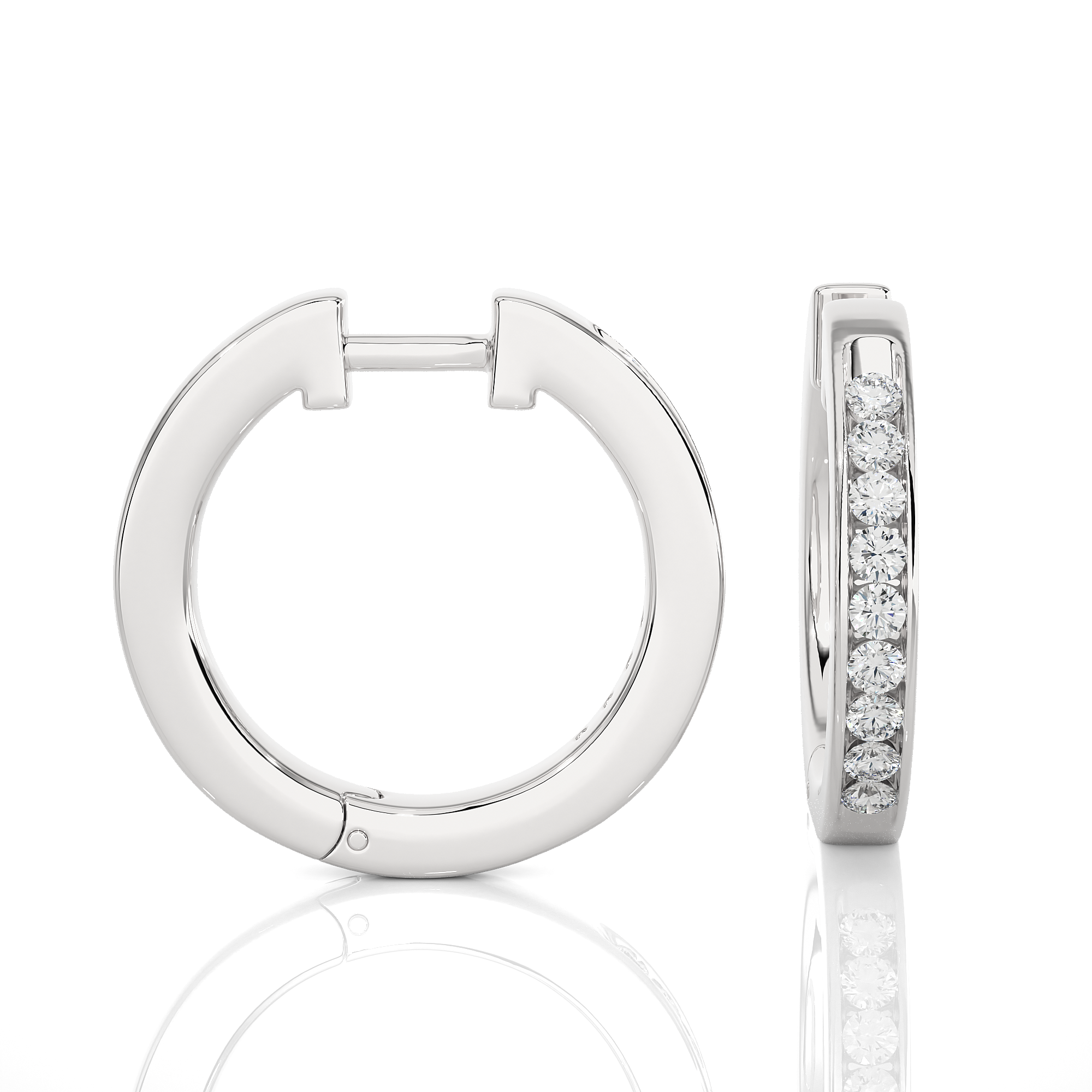14K White Yellow Rose Gold 0.52 Carat Hoop Diamond Earrings