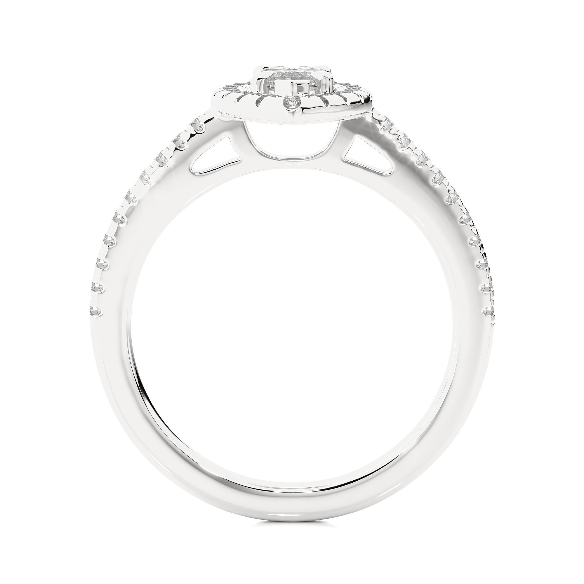 14K White Yellow Rose Gold 0.89 Carat Marquise Double Halo Diamond Ring