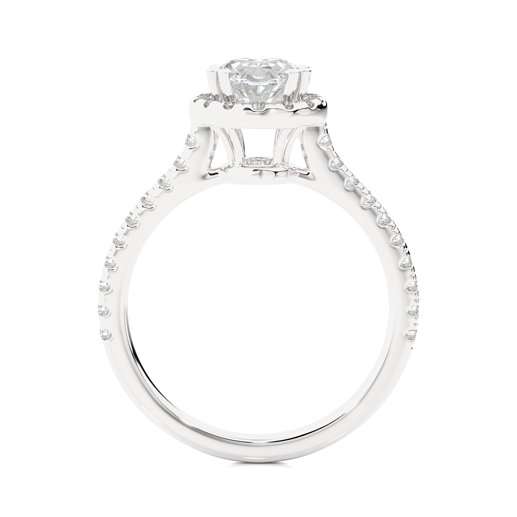 14K White Yellow Rose Gold 2.50 Carat Oval Halo Diamond Ring