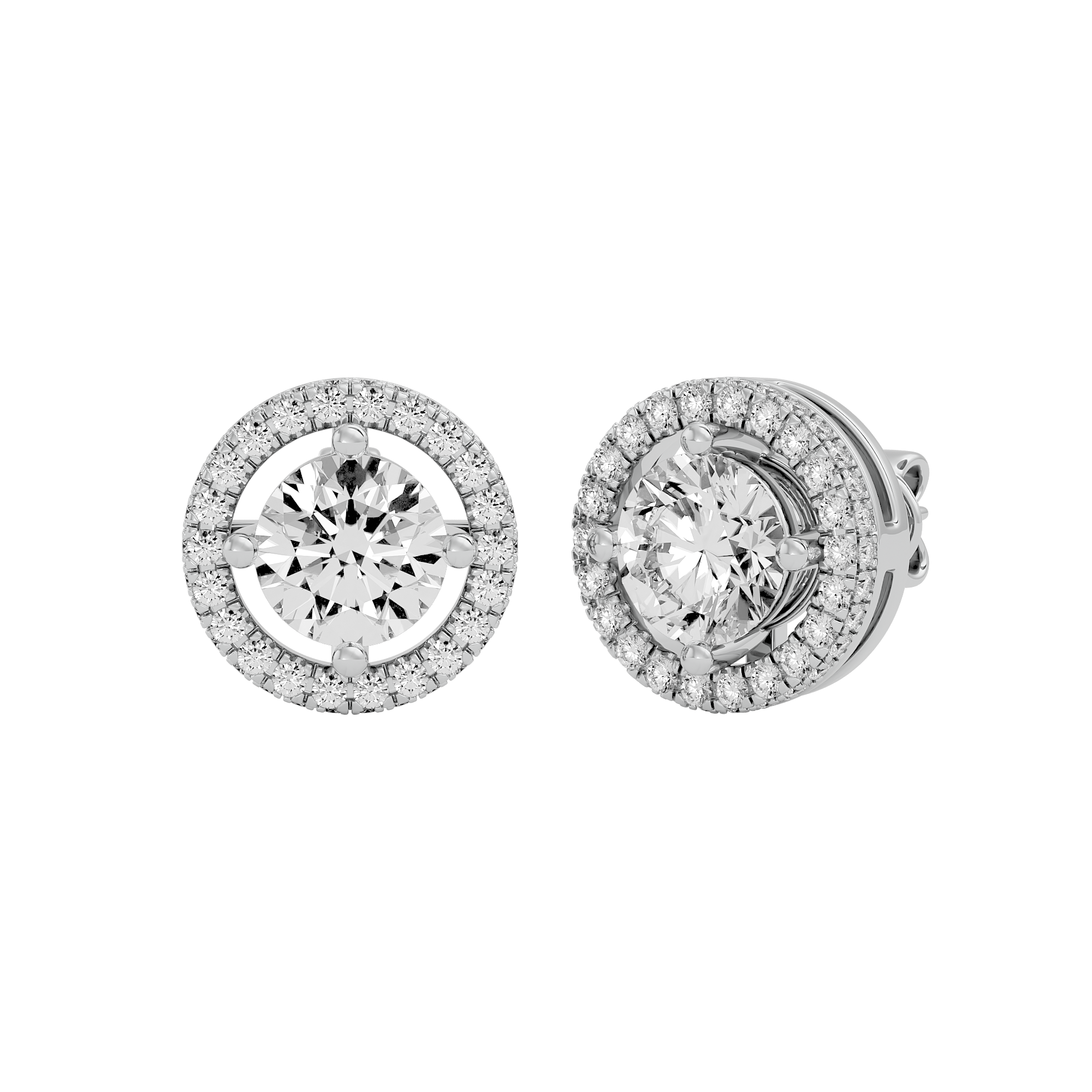 Radiant Round Diamond Gold Earrings