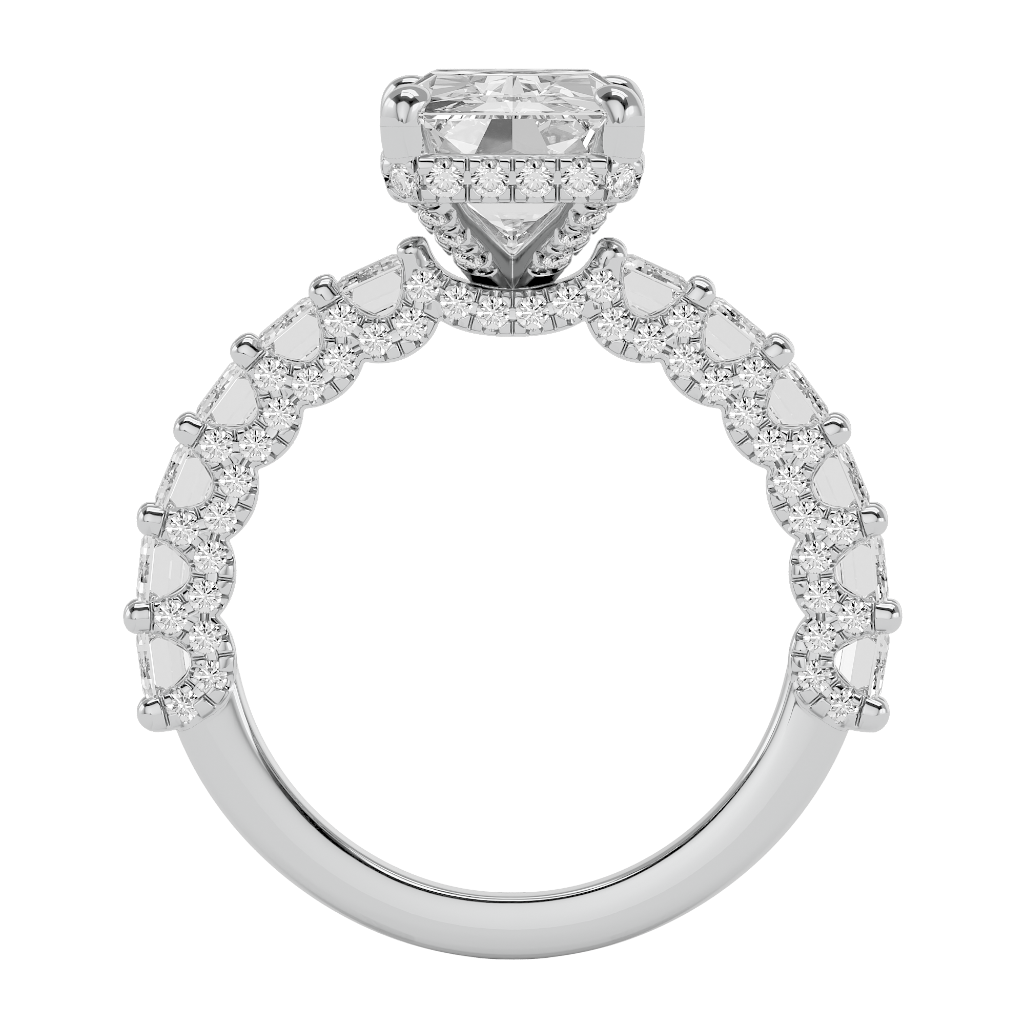 Majestic Radiant and Emerald Diamond Engagement Ring