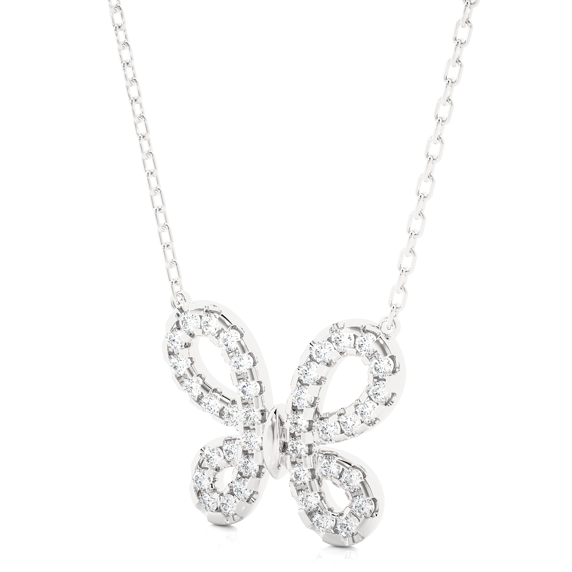 14K White Yellow Rose Gold 0.31 Carat Butterfly Diamond Pendant