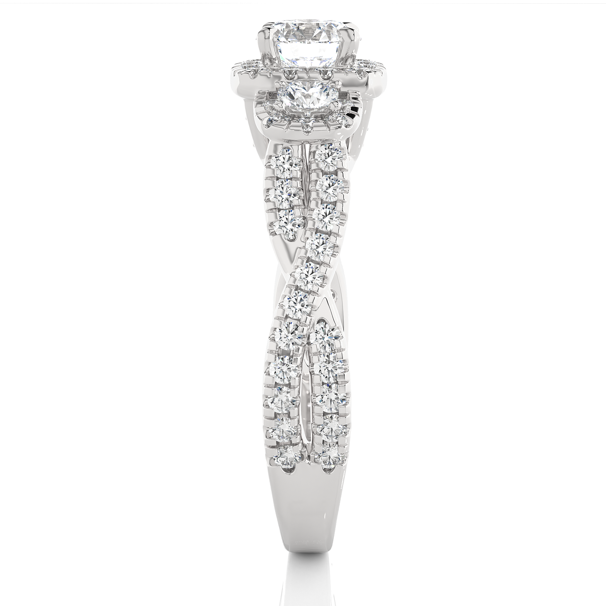 14K White Yellow Rose Gold 14K 1.3 Carat Three Stone Brilliant Round Cut Diamond