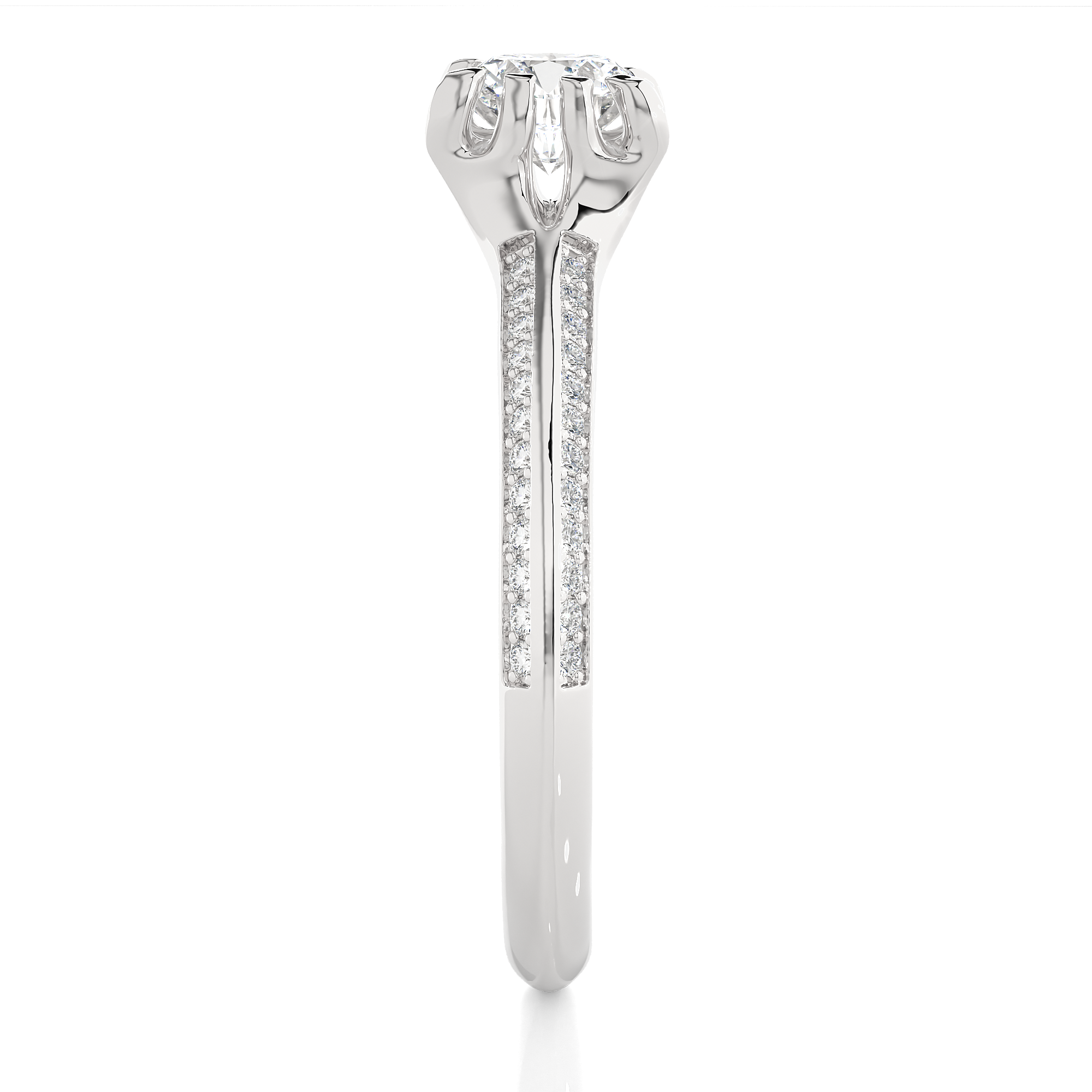 14K White Yellow Rose Gold 0.86 Carat 8 Prong Setting Diamond Ring