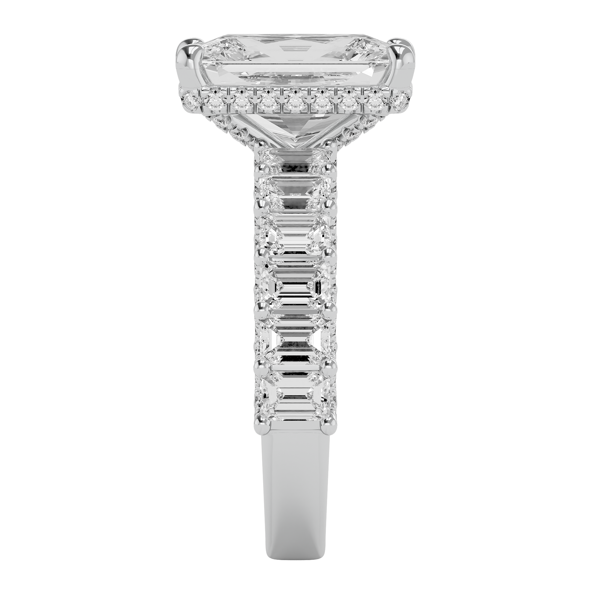 Majestic Radiant and Emerald Diamond Engagement Ring