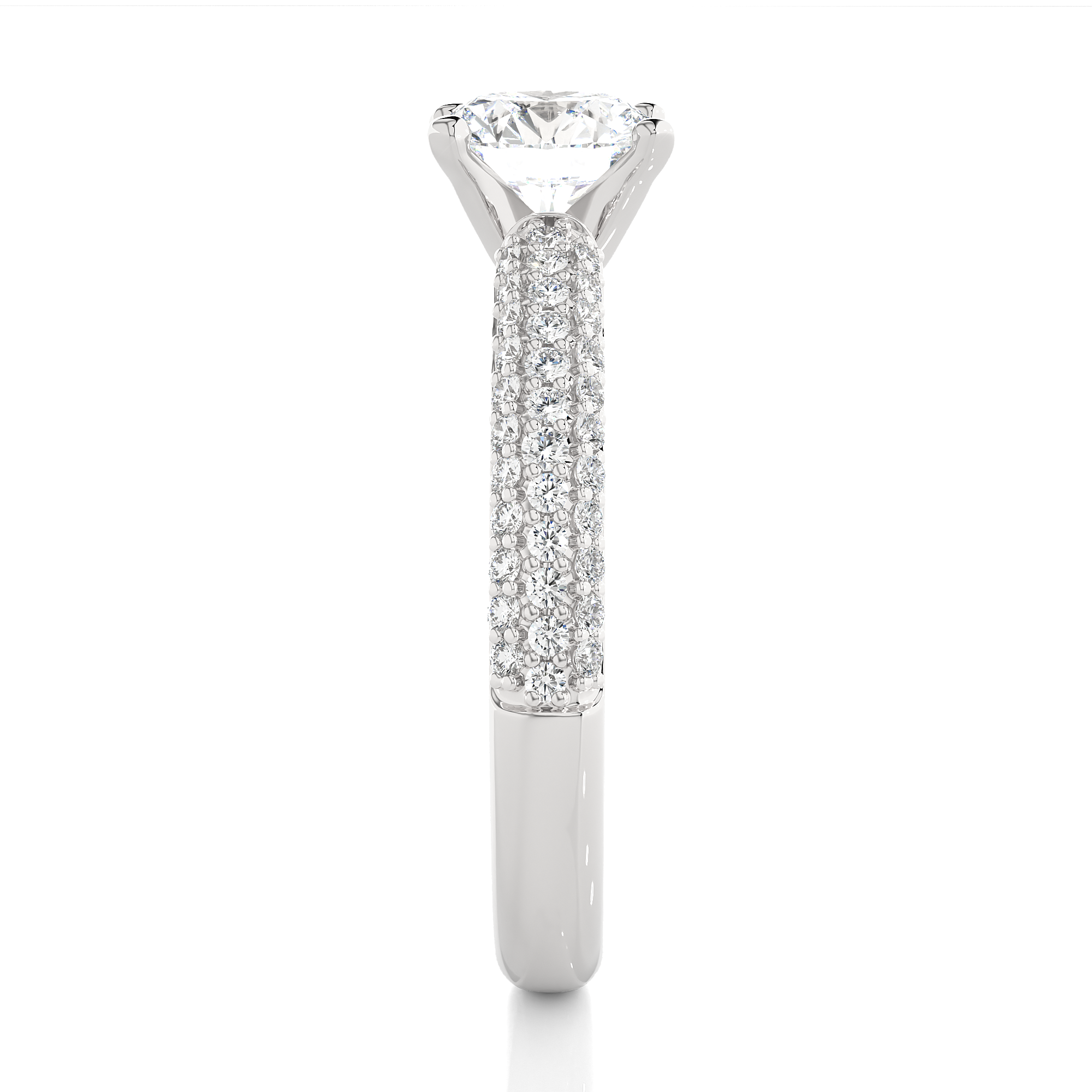 14K White Yellow Rose Gold 1.44 Carat Round Cut Micro Pave Diamond Ring