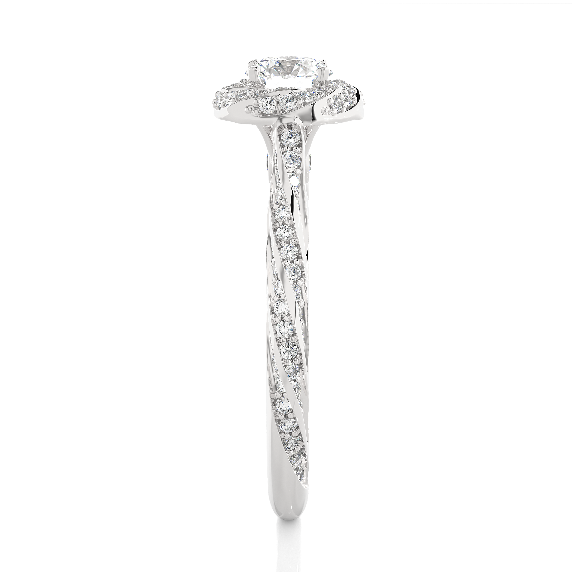 14K White Yellow Rose Gold 0.95 Carat Overlap Pattern Round Diamond Ring