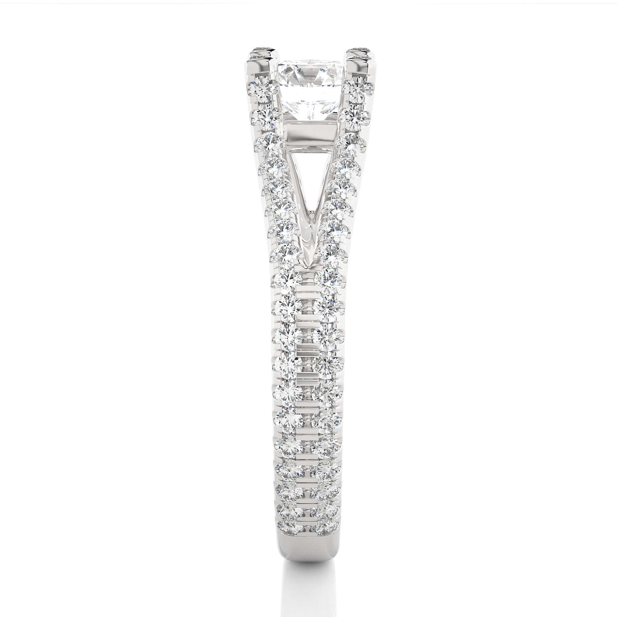 14K White Yellow Rose Gold 1.08 Carat Split Shank Round Diamond Halo Ring