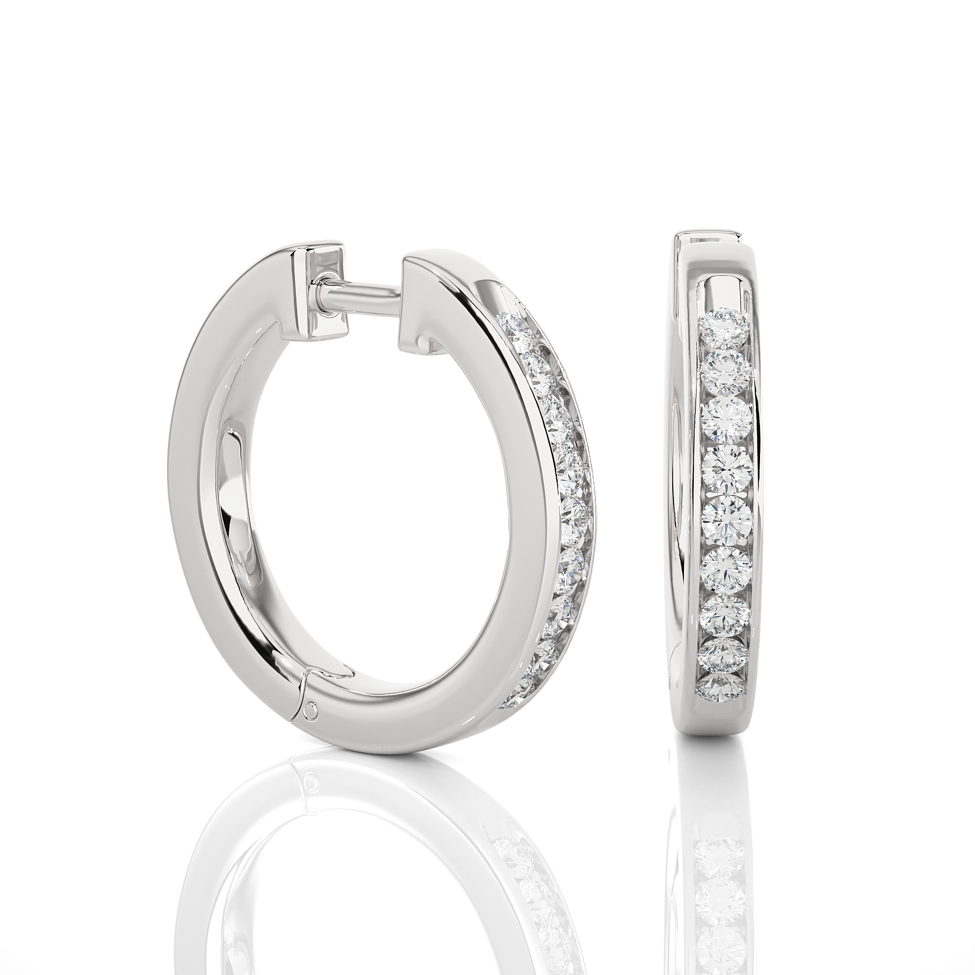 14K White Yellow Rose Gold 0.52 Carat Hoop Diamond Earrings