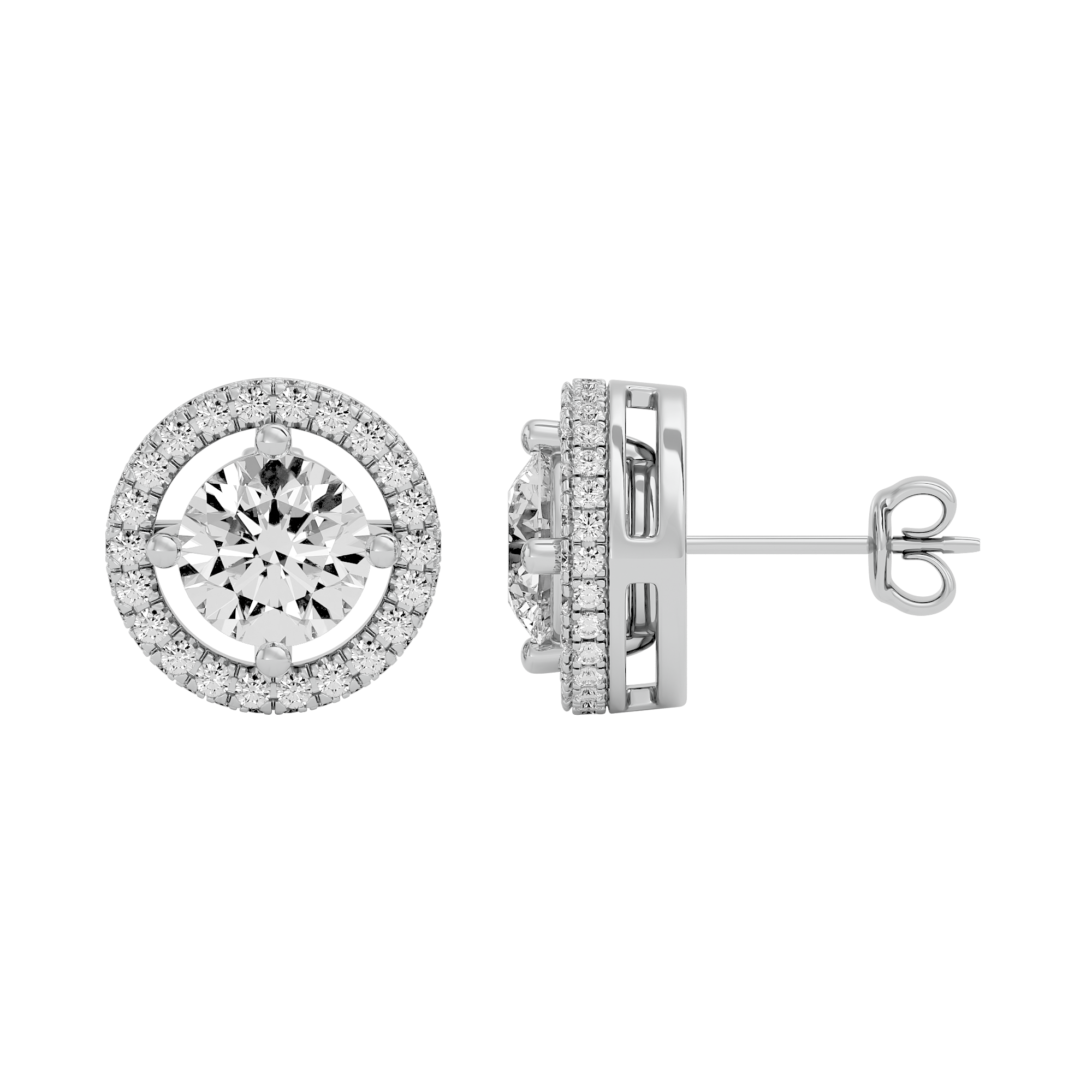Radiant Round Diamond Gold Earrings