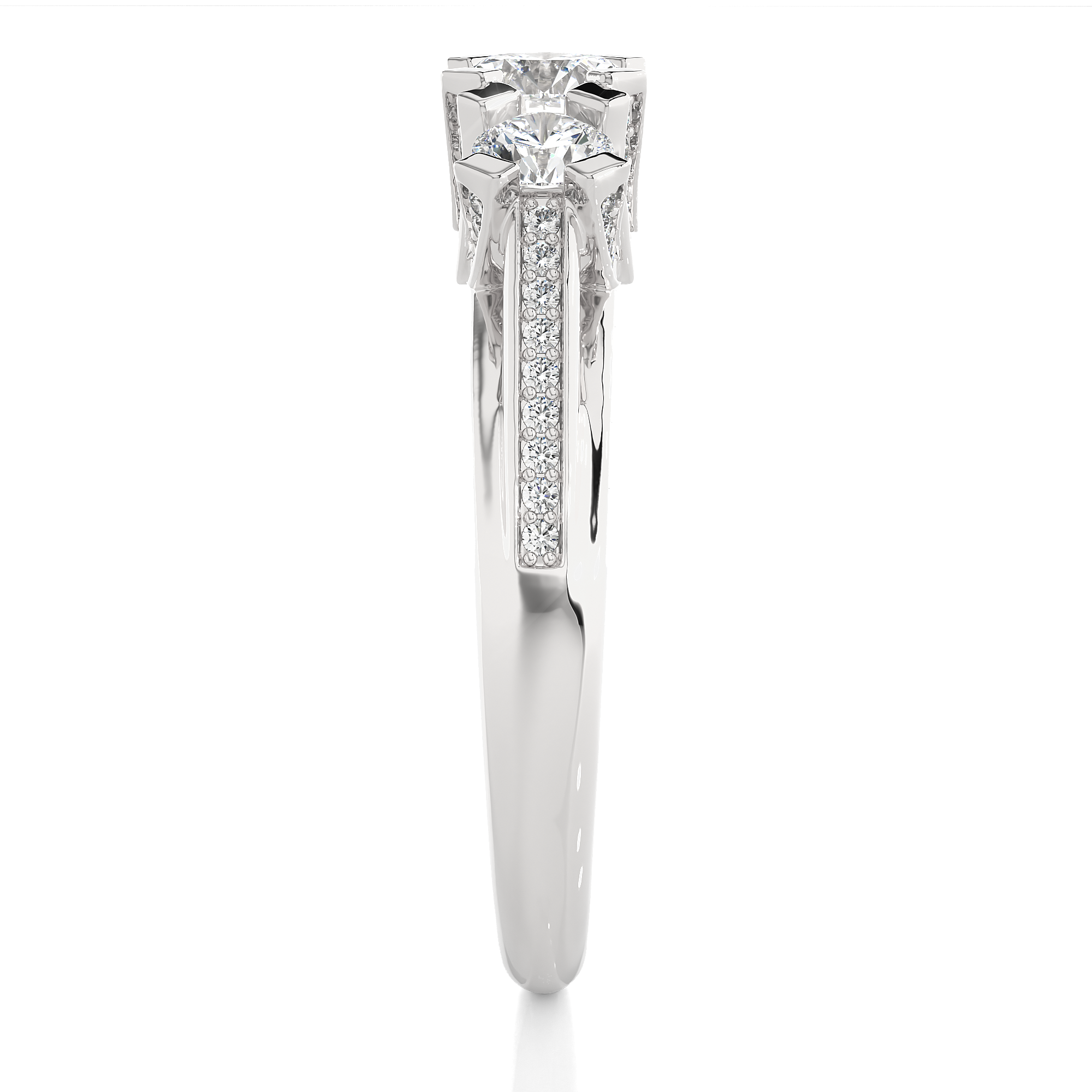 14K White Yellow Rose Gold 1.20 Carat Three Diamond Ring