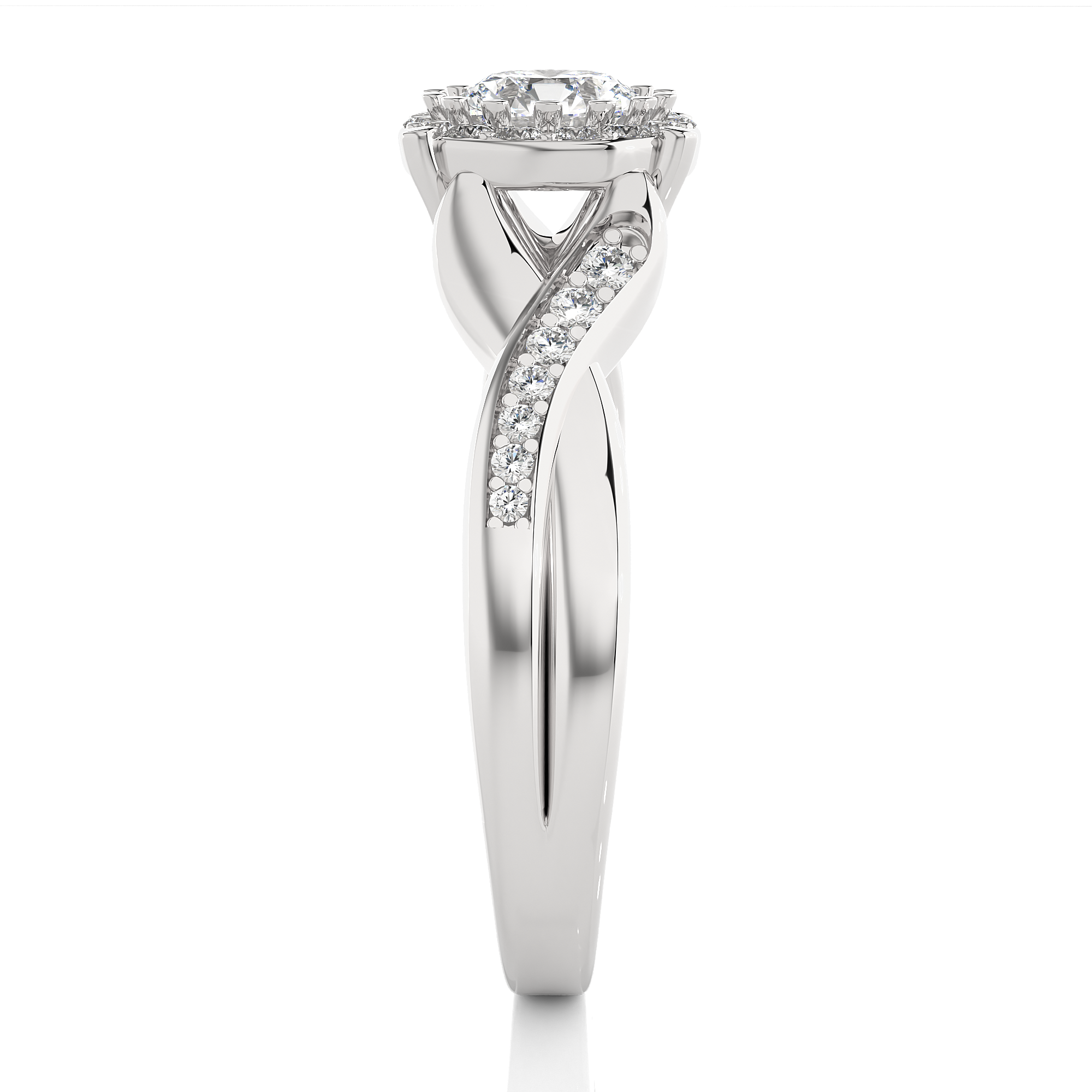 14K White Yellow Rose Gold 0.83 Carats Criss Cross Halo Diamond Ring
