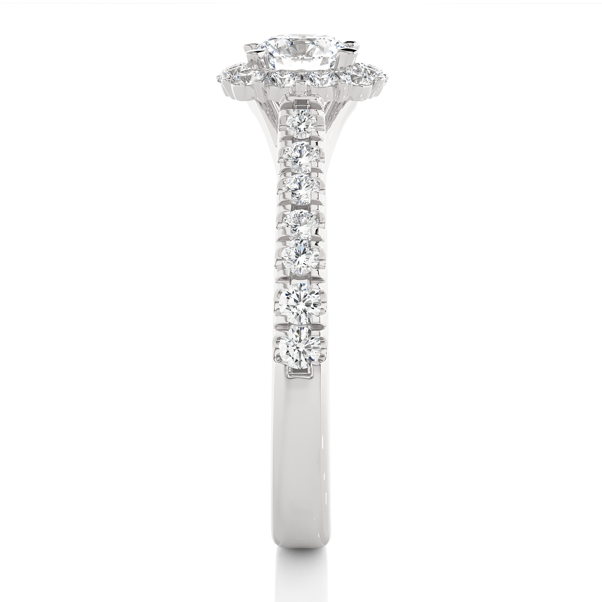 14K White Yellow Rose Gold 1.10 Carat Round Halo Diamond Ring
