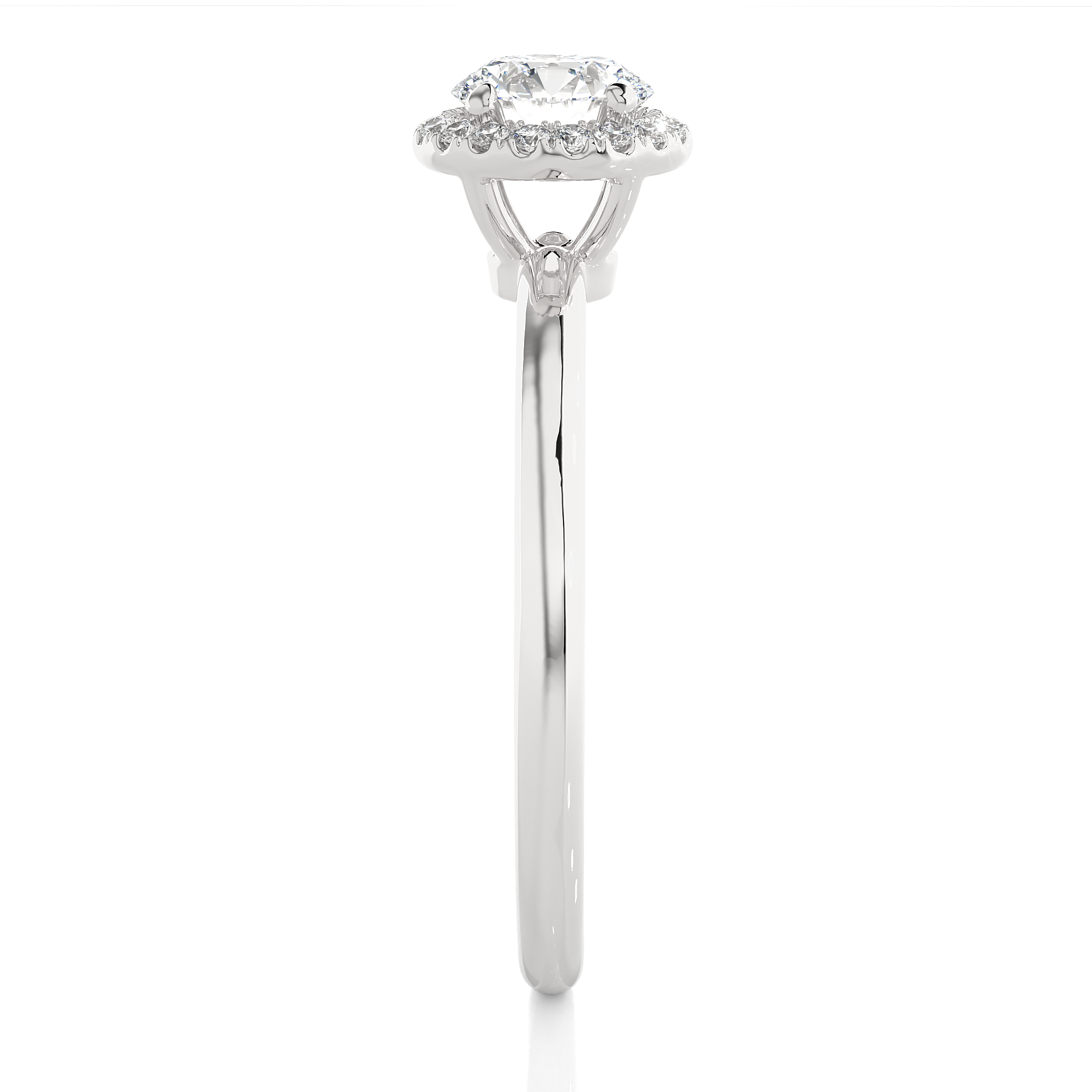 14K White Yellow Rose Gold 0.5 Carat Round Halo Diamond Ring