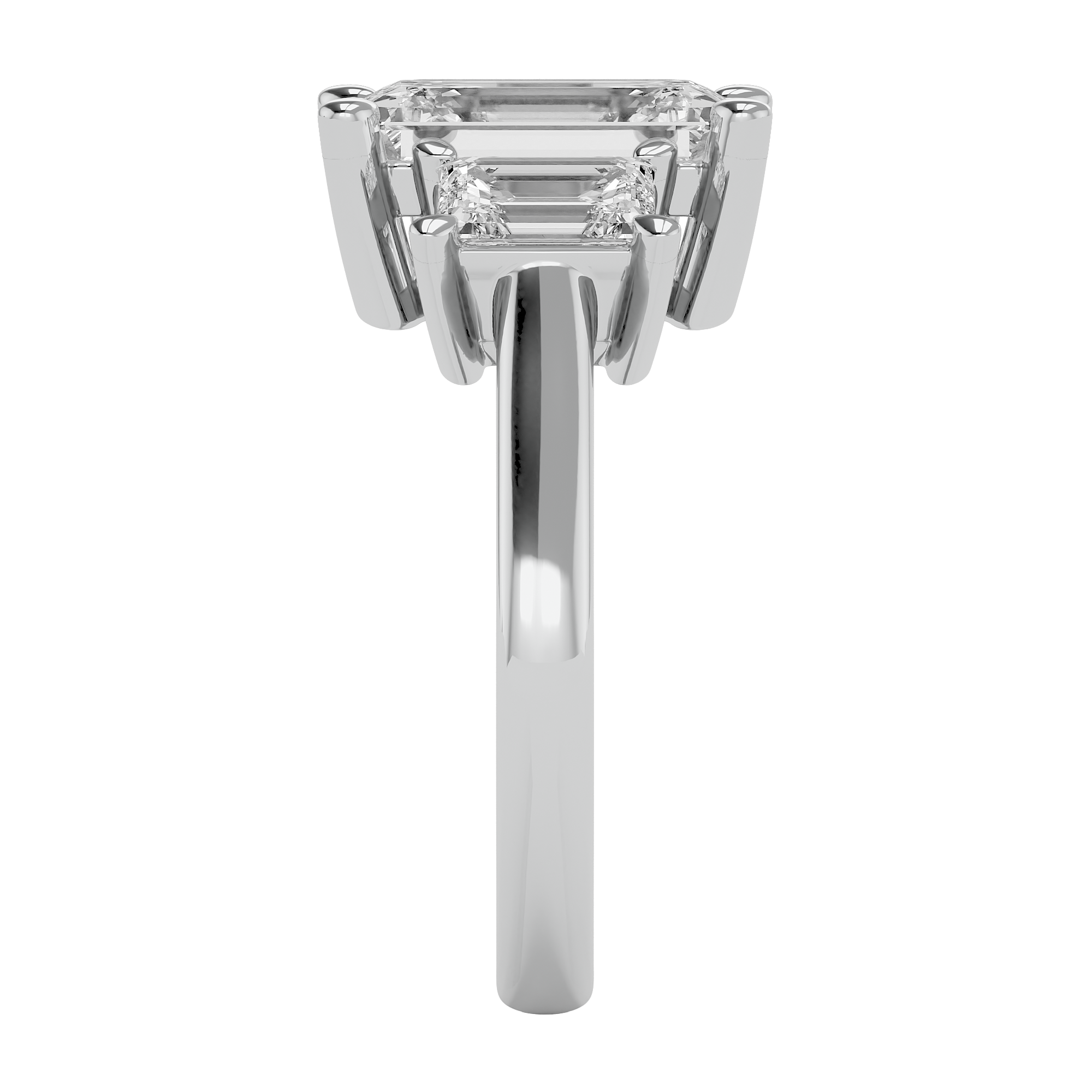 14KT Gold 4.00 Carat Emerald Diamond Trilogy Ring