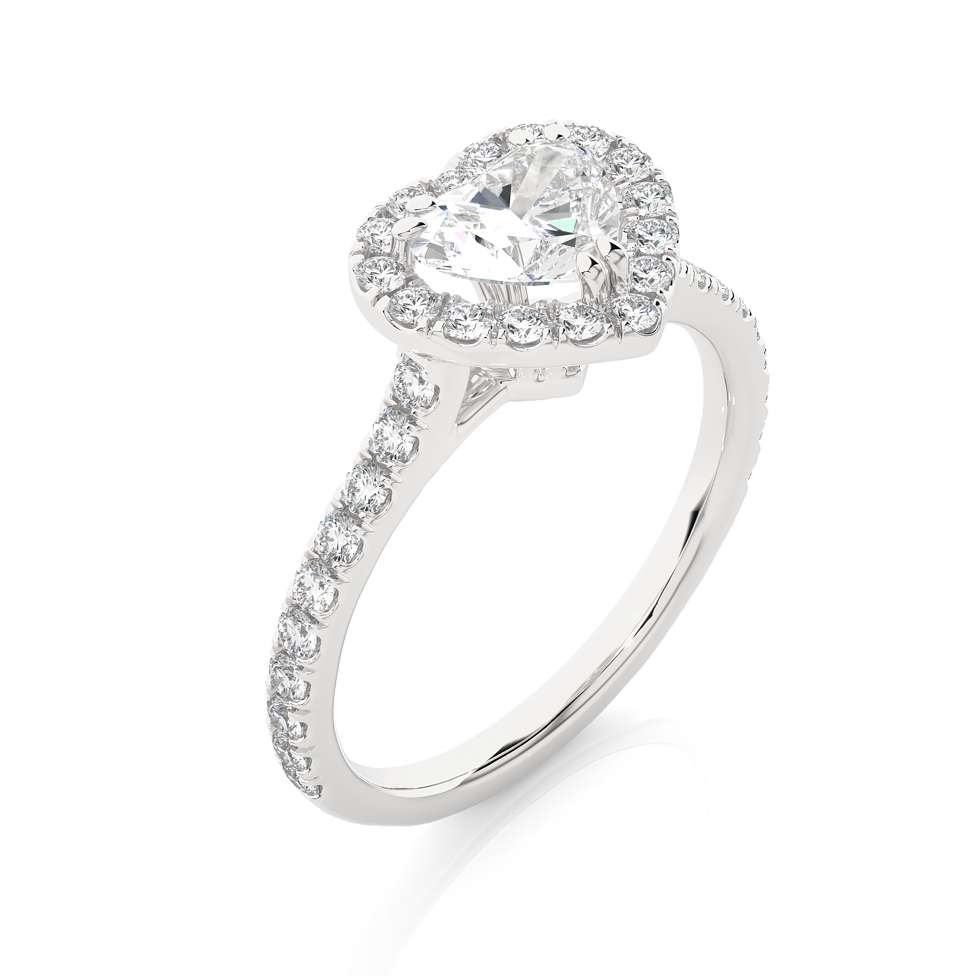 14K White Yellow Rose Gold 1.33 Carat Heart Double HaloDiamond Ring