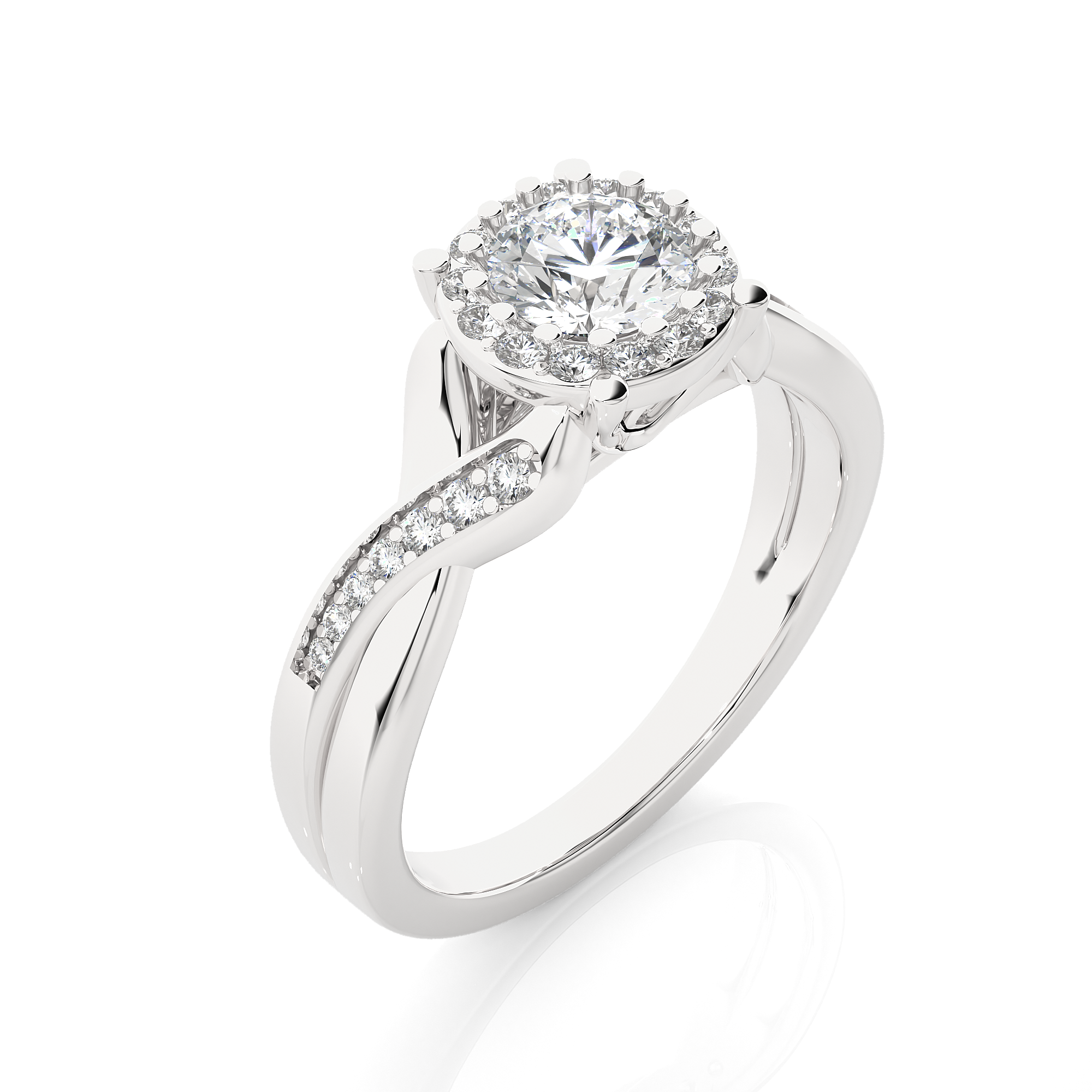 14K White Yellow Rose Gold 0.83 Carats Criss Cross Halo Diamond Ring