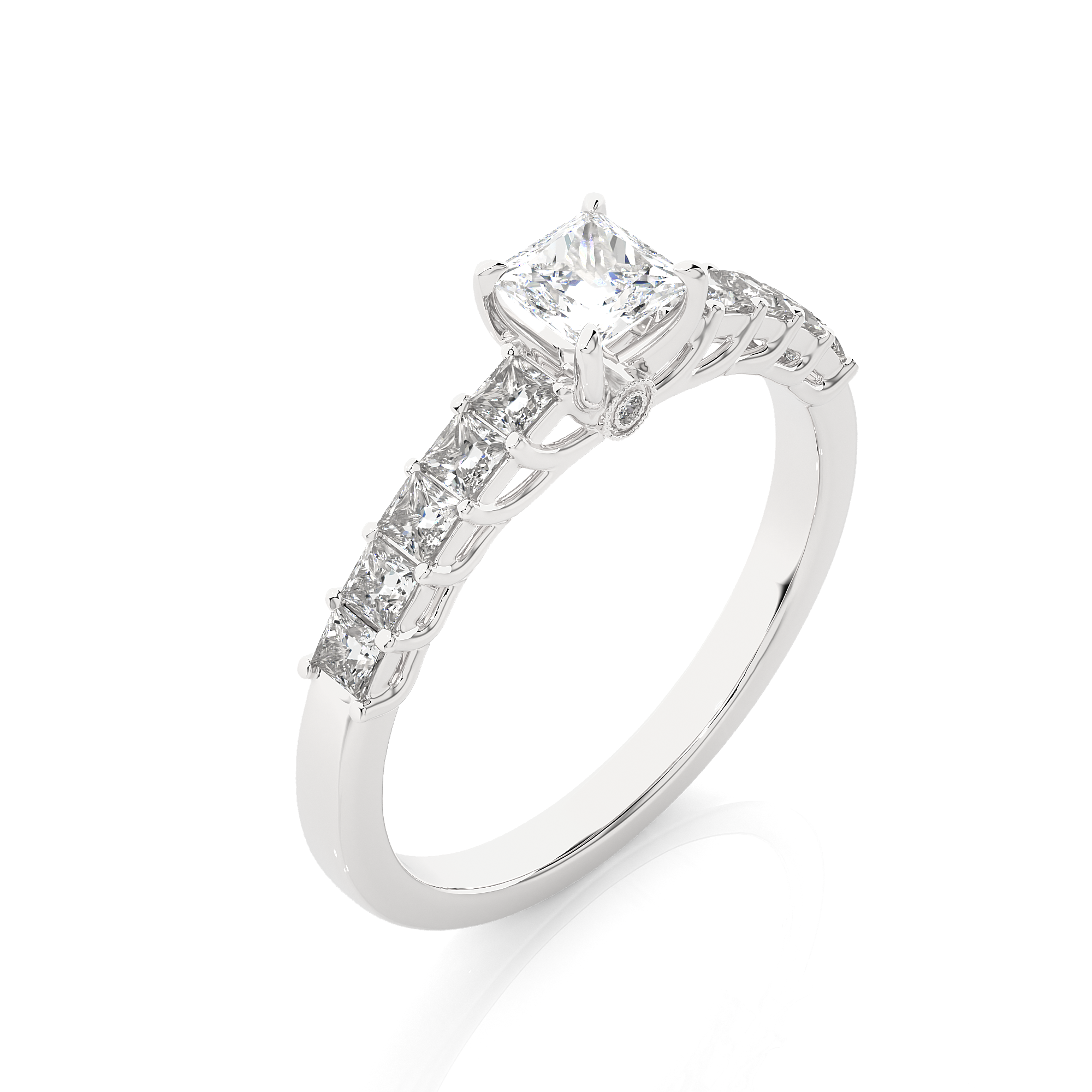 14K White Yellow Rose Gold 0.40 Carat Princess Solitaire Diamond Ring