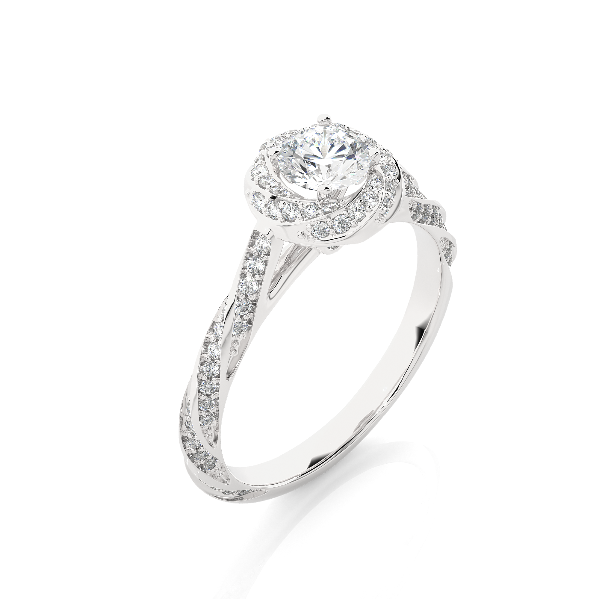14K White Yellow Rose Gold 0.95 Carat Overlap Pattern Round Diamond Ring