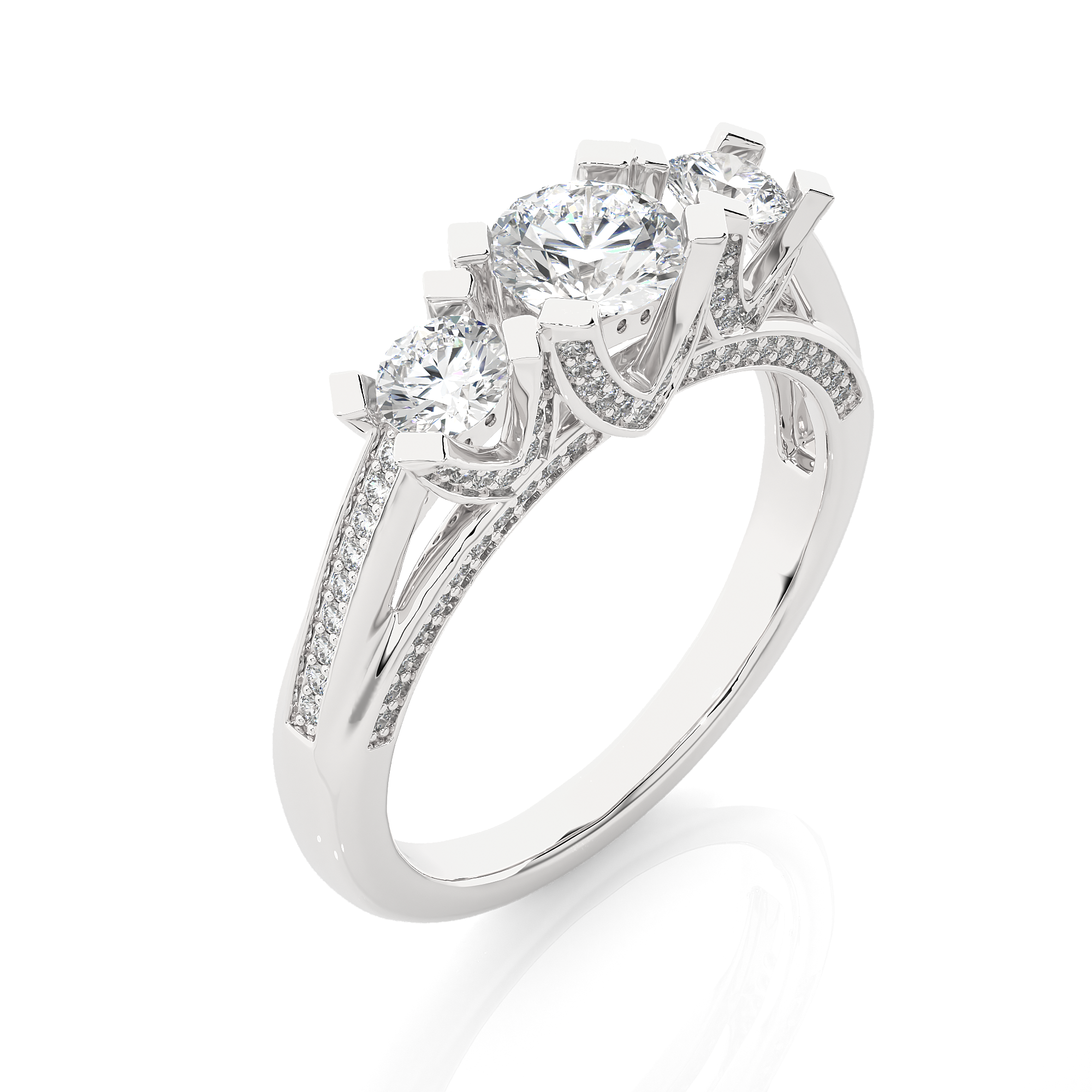 14K White Yellow Rose Gold 1.20 Carat Three Diamond Ring