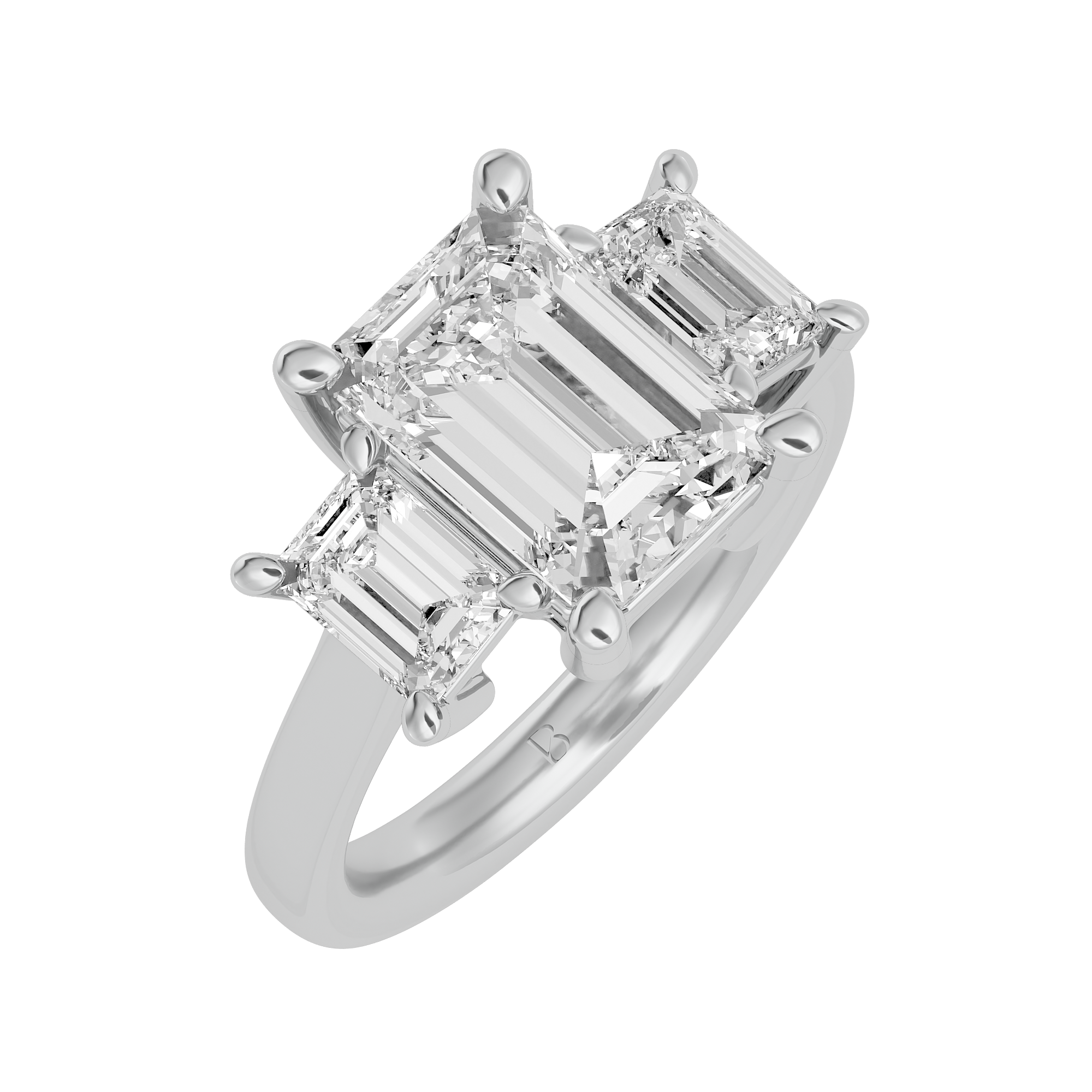 14KT Gold 4.00 Carat Emerald Diamond Trilogy Ring