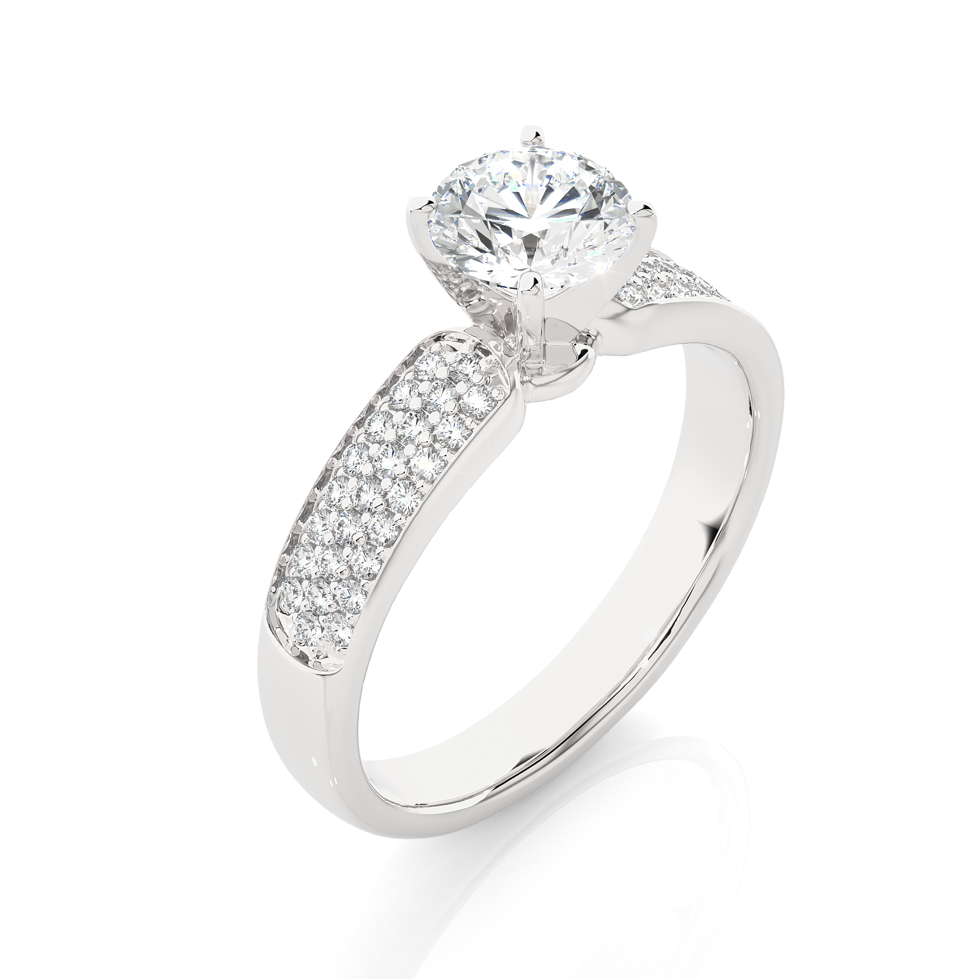 14K White Yellow Rose Gold 1.02 Carat Round Diamond Ring