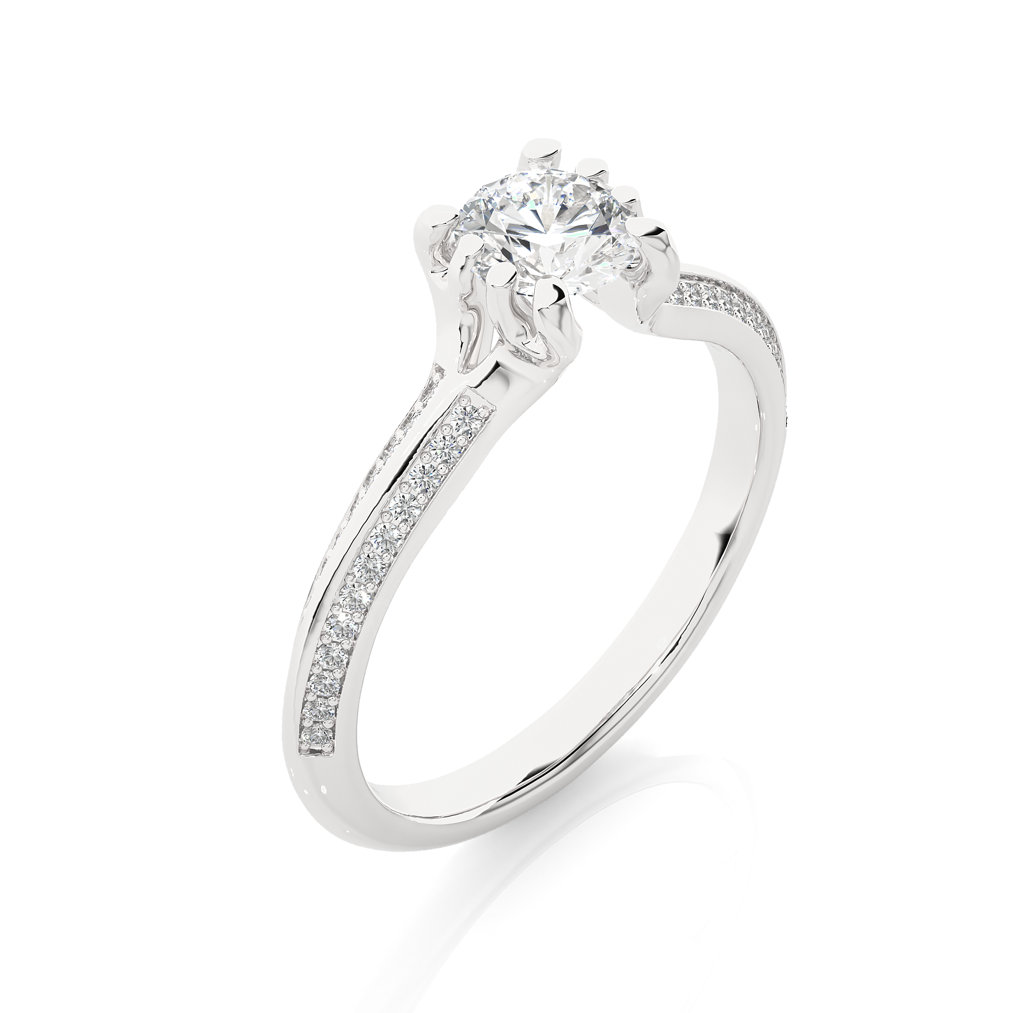 14K White Yellow Rose Gold 0.86 Carat 8 Prong Setting Diamond Ring