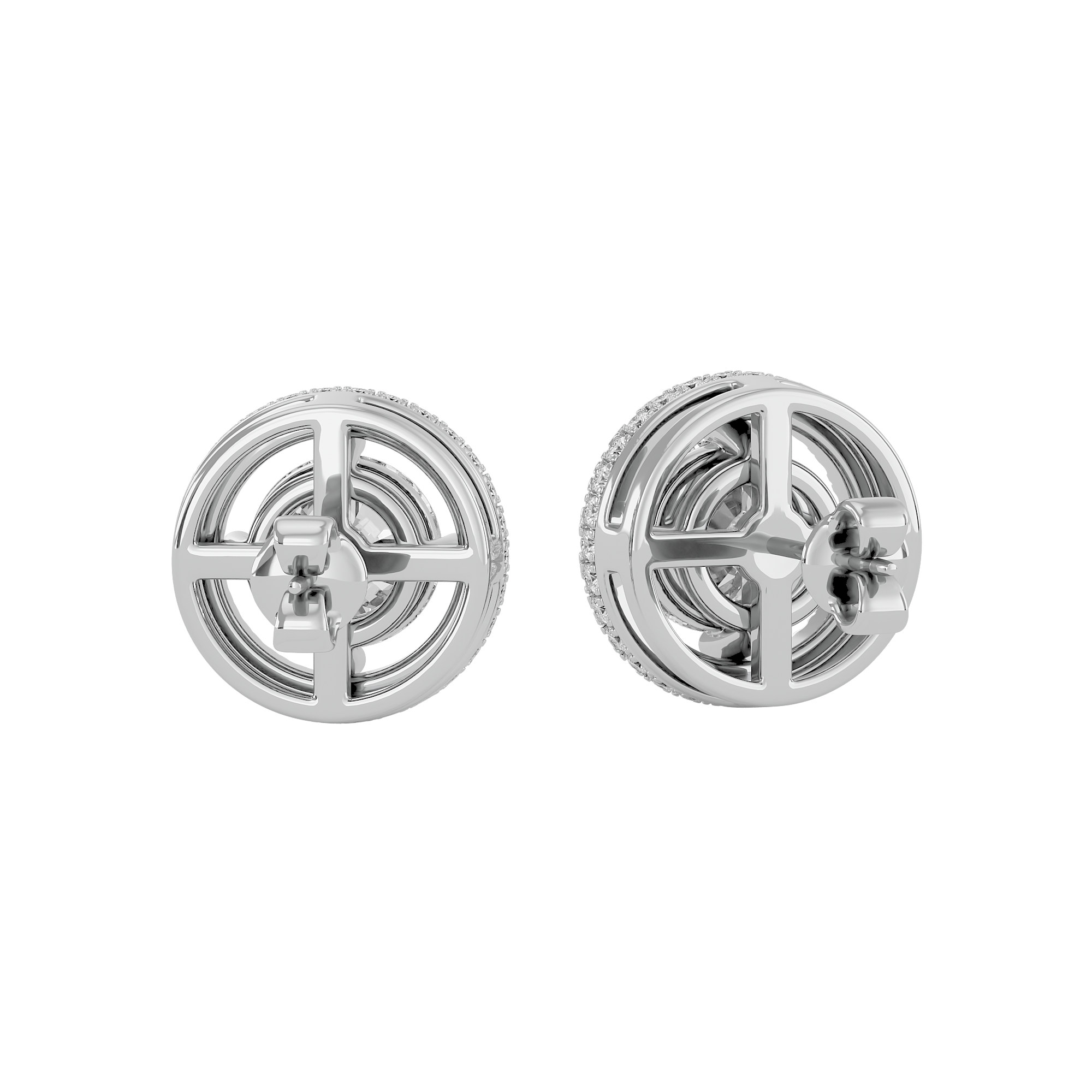 Radiant Round Diamond Gold Earrings