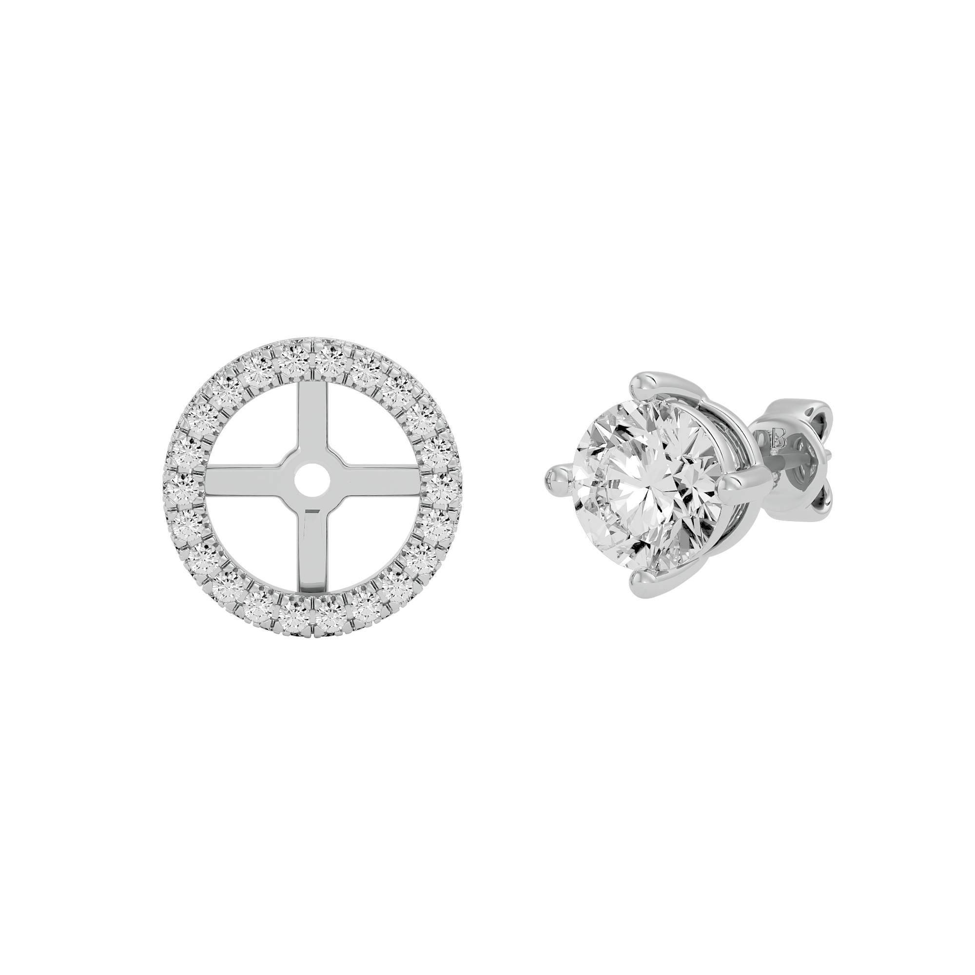 Radiant Round Diamond Gold Earrings