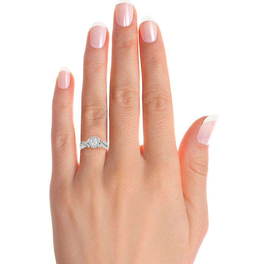 14K White Yellow Rose Gold 0.83 Carats Criss Cross Halo Diamond Ring