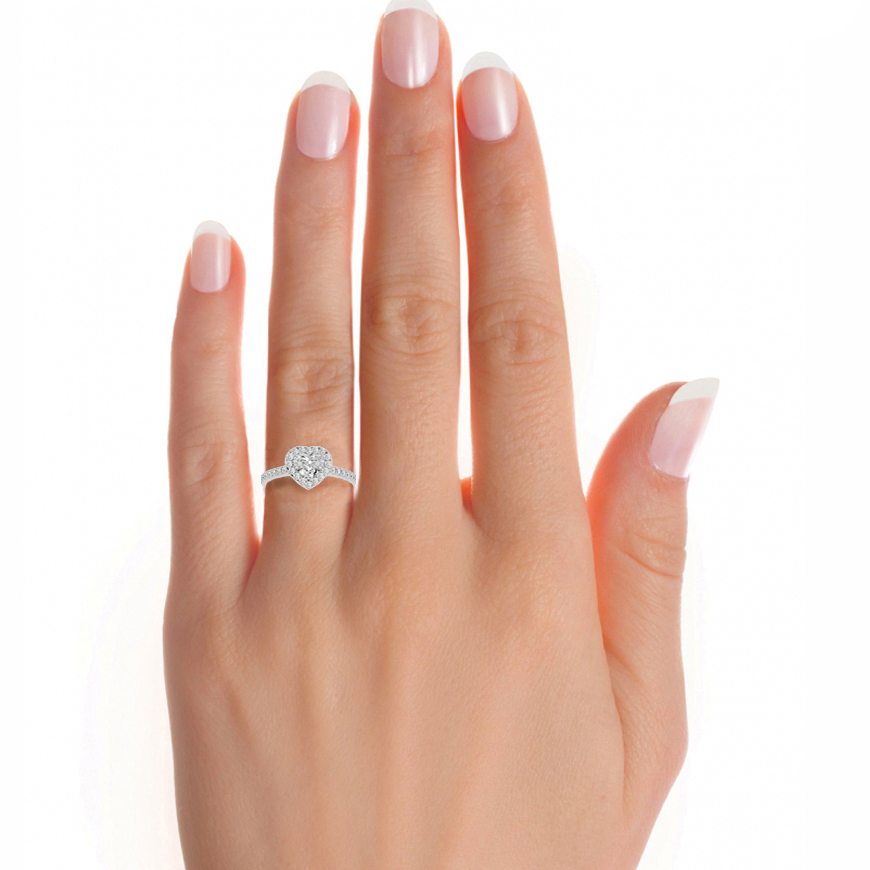 14K White Yellow Rose Gold 1.33 Carat Heart Double HaloDiamond Ring