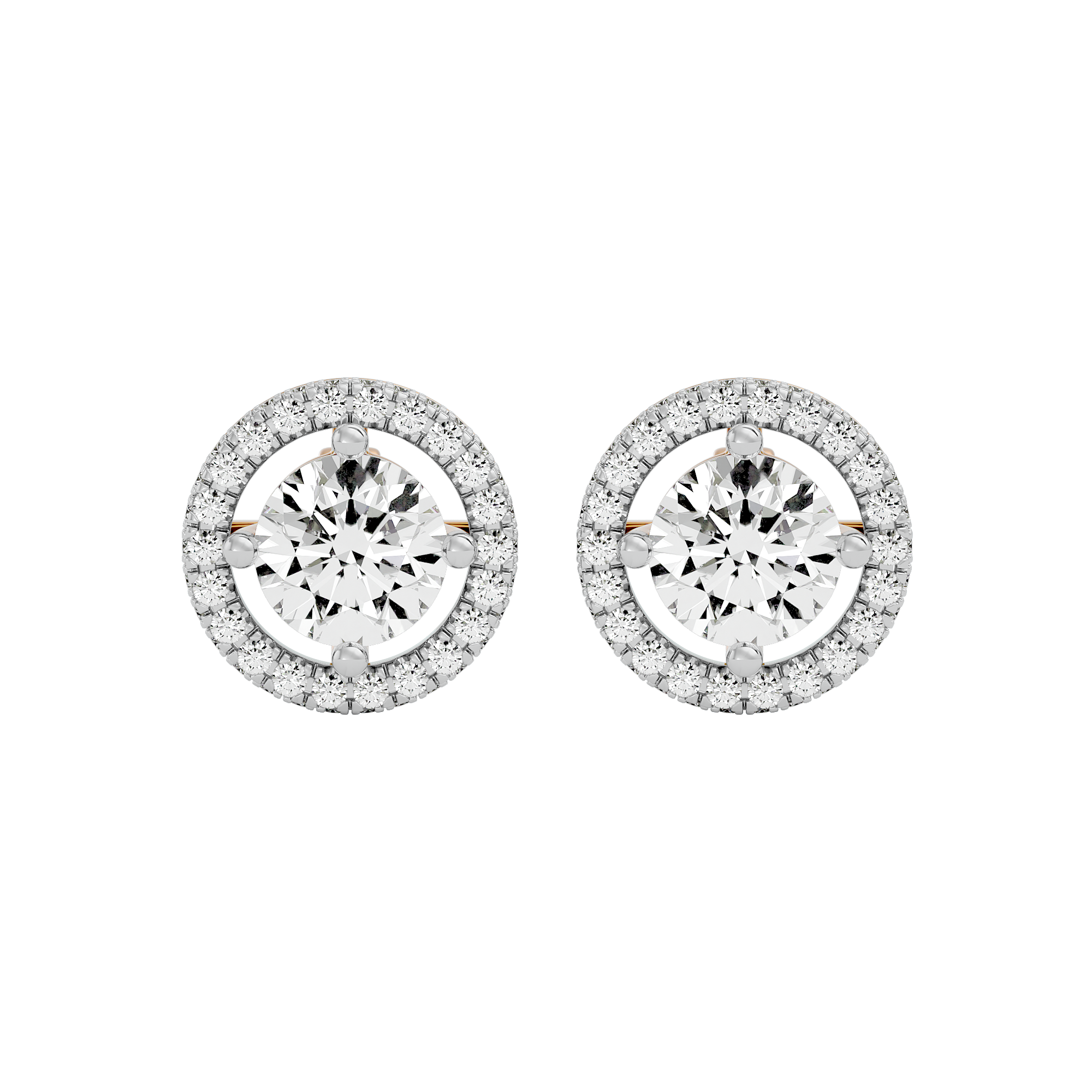 Radiant Round Diamond Gold Earrings
