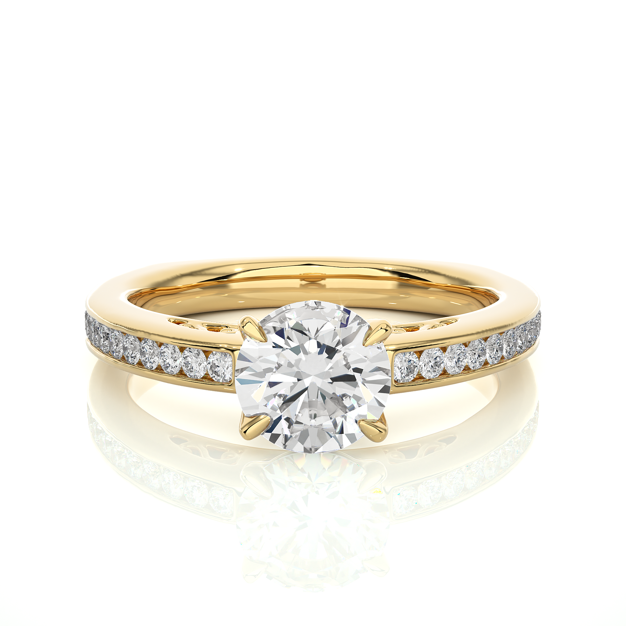 14K White Yellow Rose Gold 0.98 Carat Round Solitaire Diamond Ring