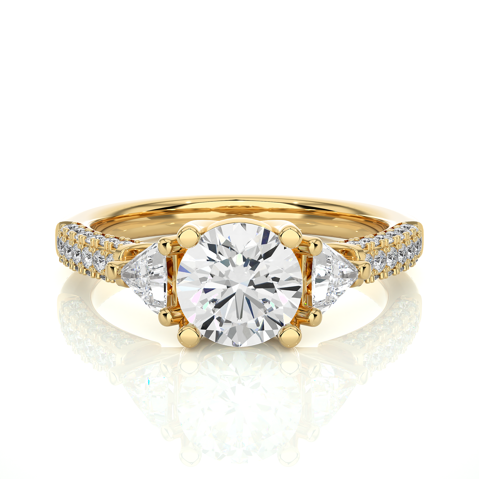 14K White Yellow Rose Gold 1.63 Carat Three Diamond Ring