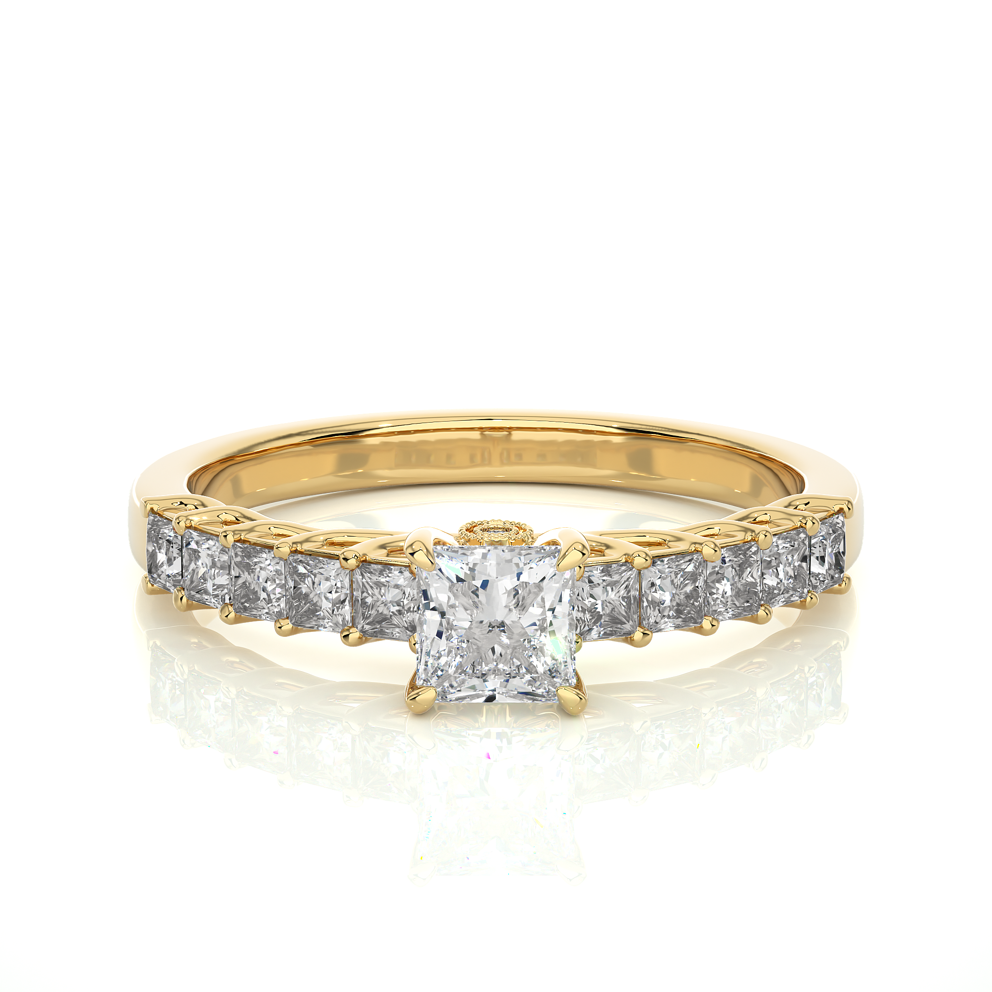 14K White Yellow Rose Gold 0.40 Carat Princess Solitaire Diamond Ring