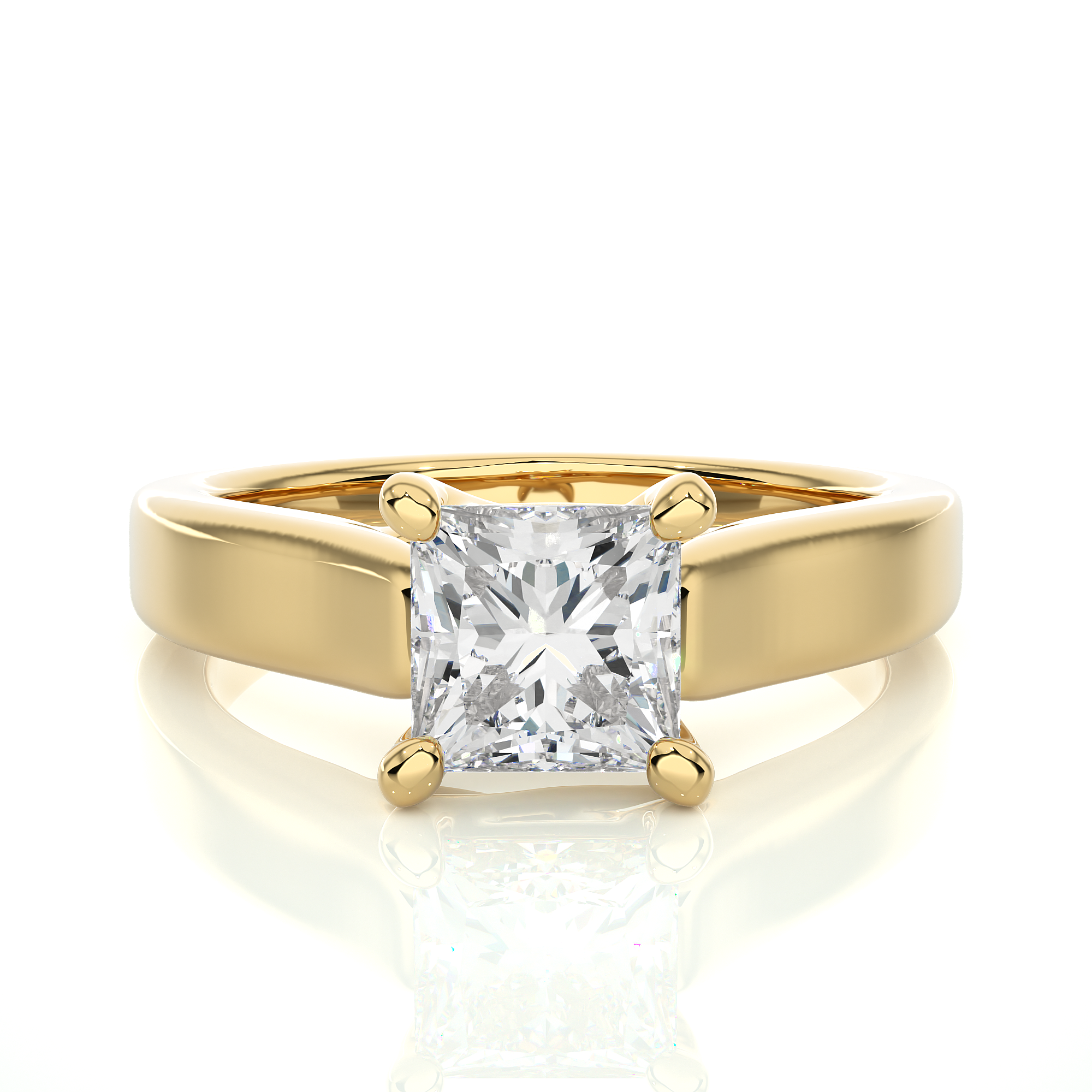 14K White Yellow Rose Gold 1.35 Princess Diamond Ring