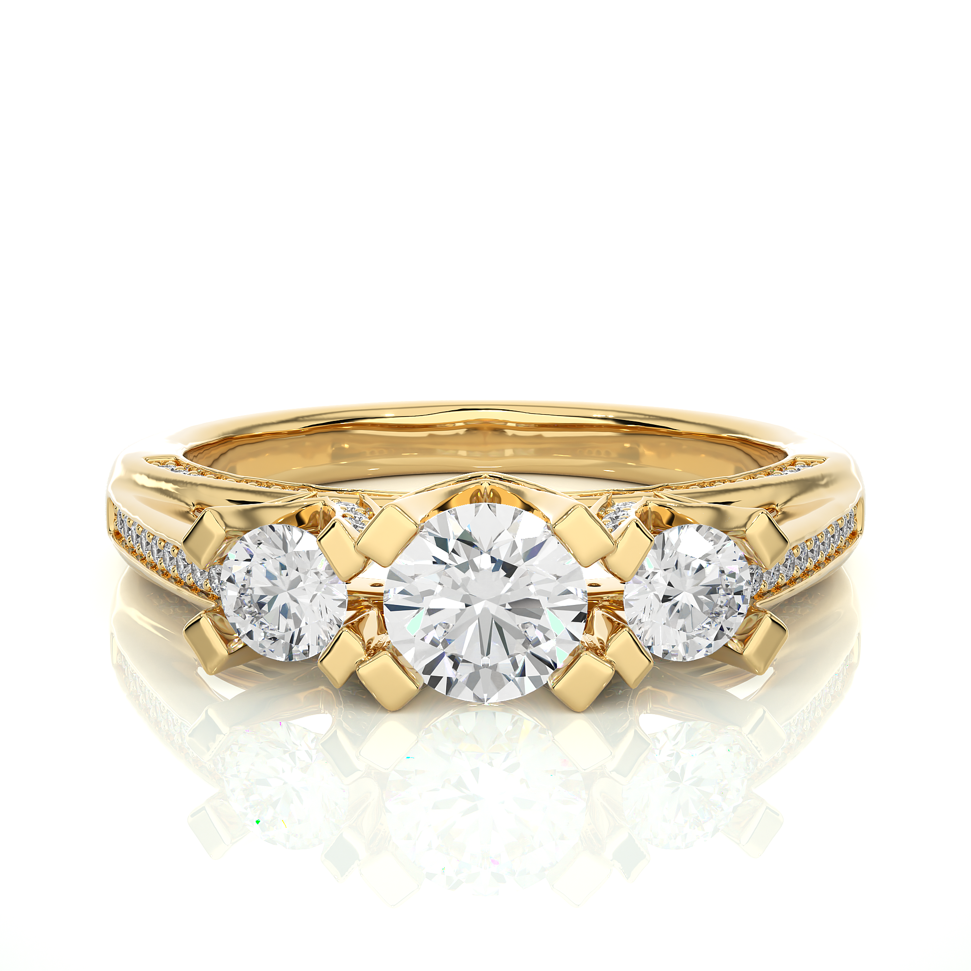14K White Yellow Rose Gold 1.20 Carat Three Diamond Ring