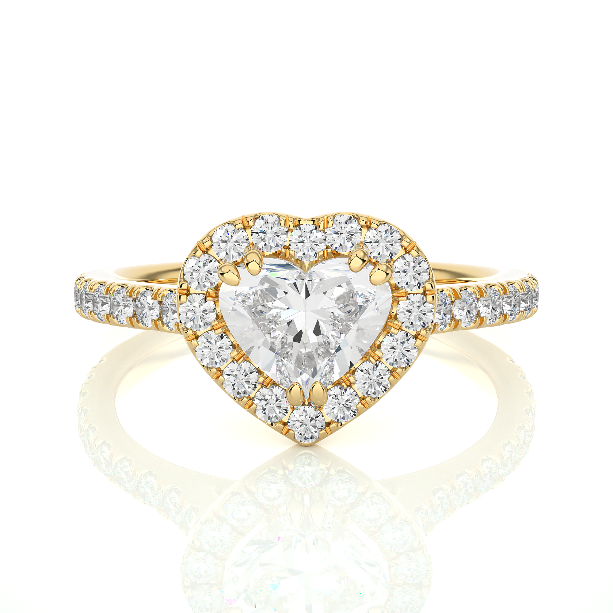 14K White Yellow Rose Gold 1.33 Carat Heart Double HaloDiamond Ring