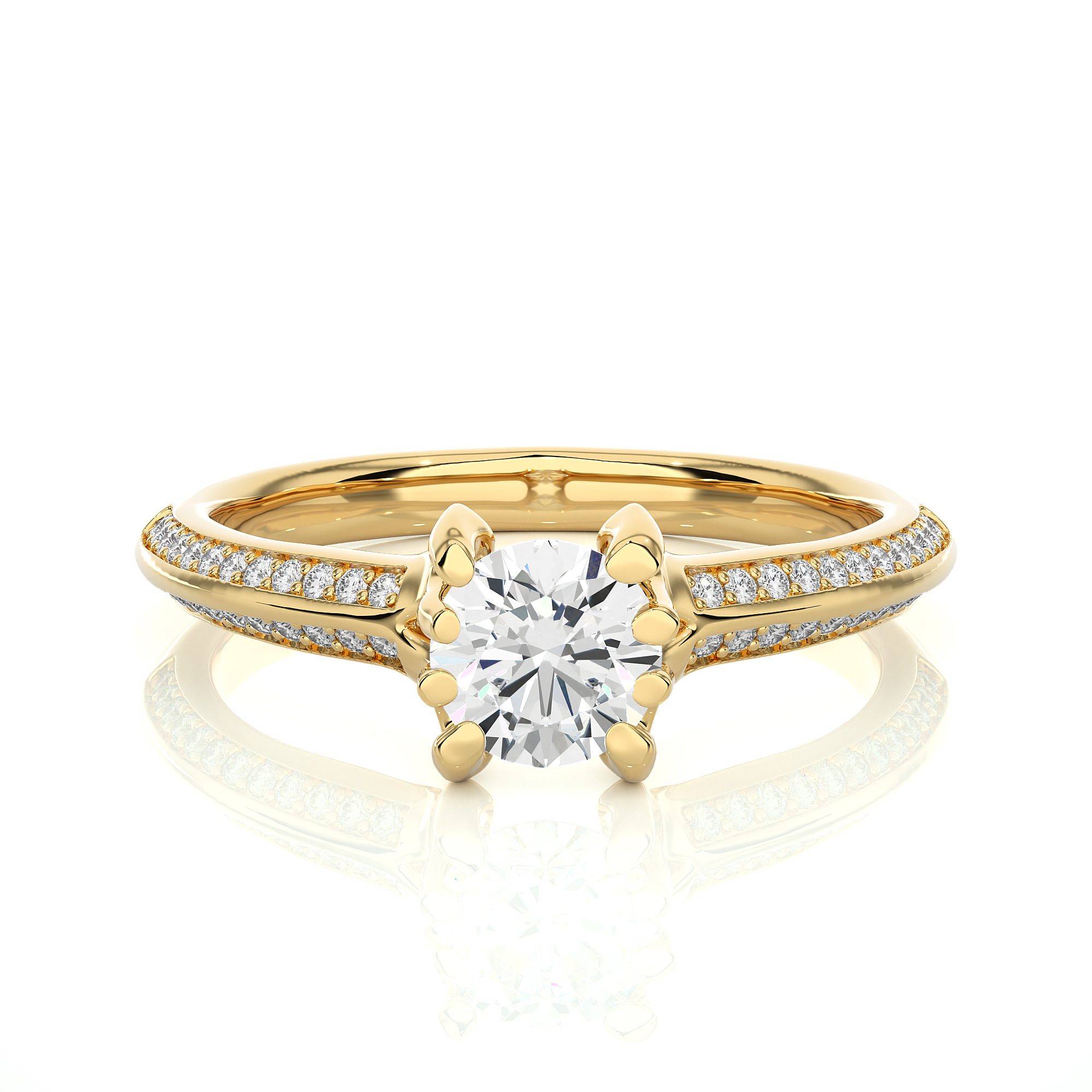 14K White Yellow Rose Gold 0.86 Carat 8 Prong Setting Diamond Ring