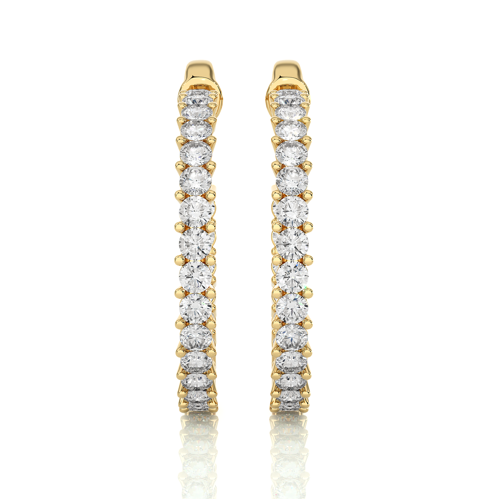14K White Yellow Rose Gold 0.92 Carat Hoop Diamond Earrings