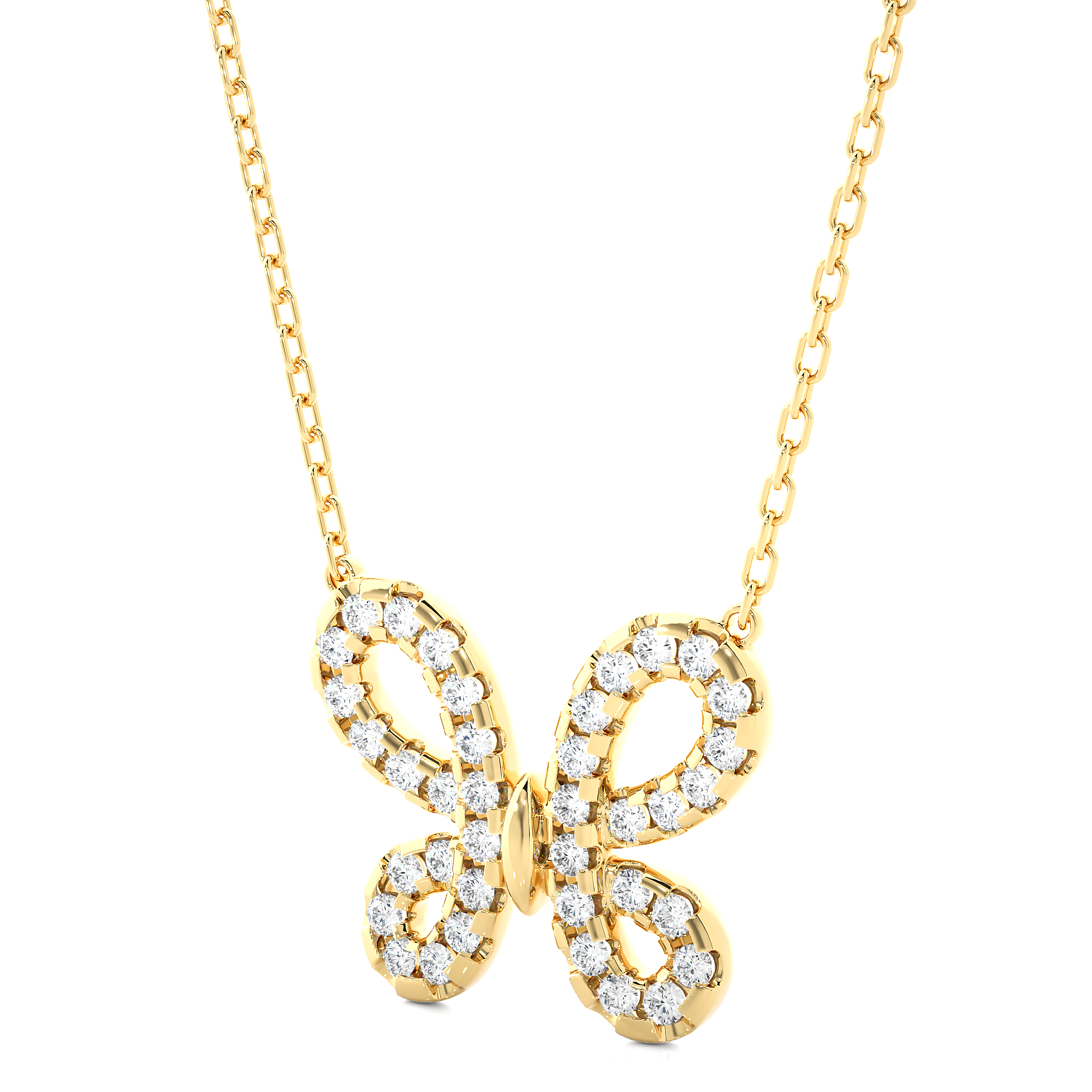 14K White Yellow Rose Gold 0.31 Carat Butterfly Diamond Pendant