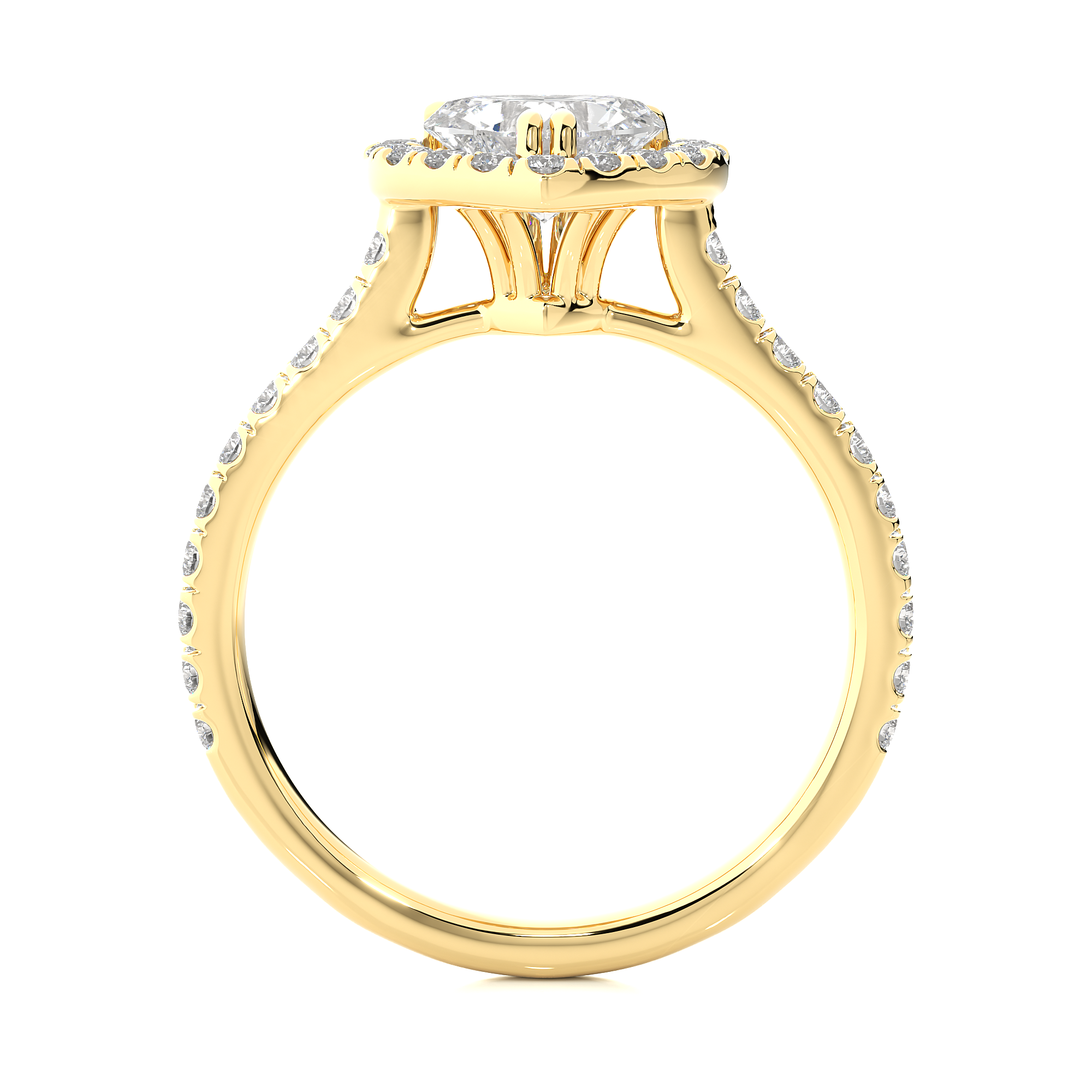 14K White Yellow Rose Gold 1.33 Carat Heart Double HaloDiamond Ring