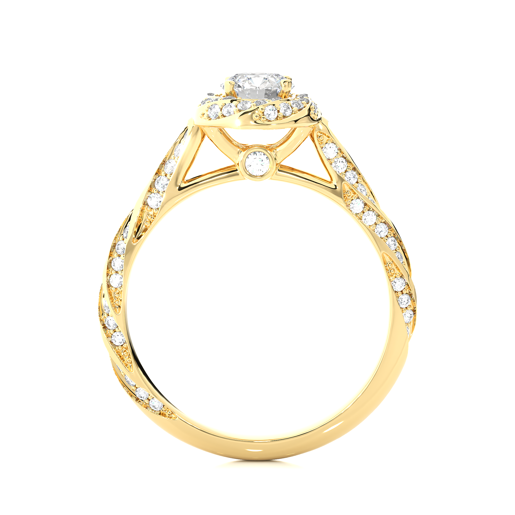 14K White Yellow Rose Gold 0.95 Carat Overlap Pattern Round Diamond Ring