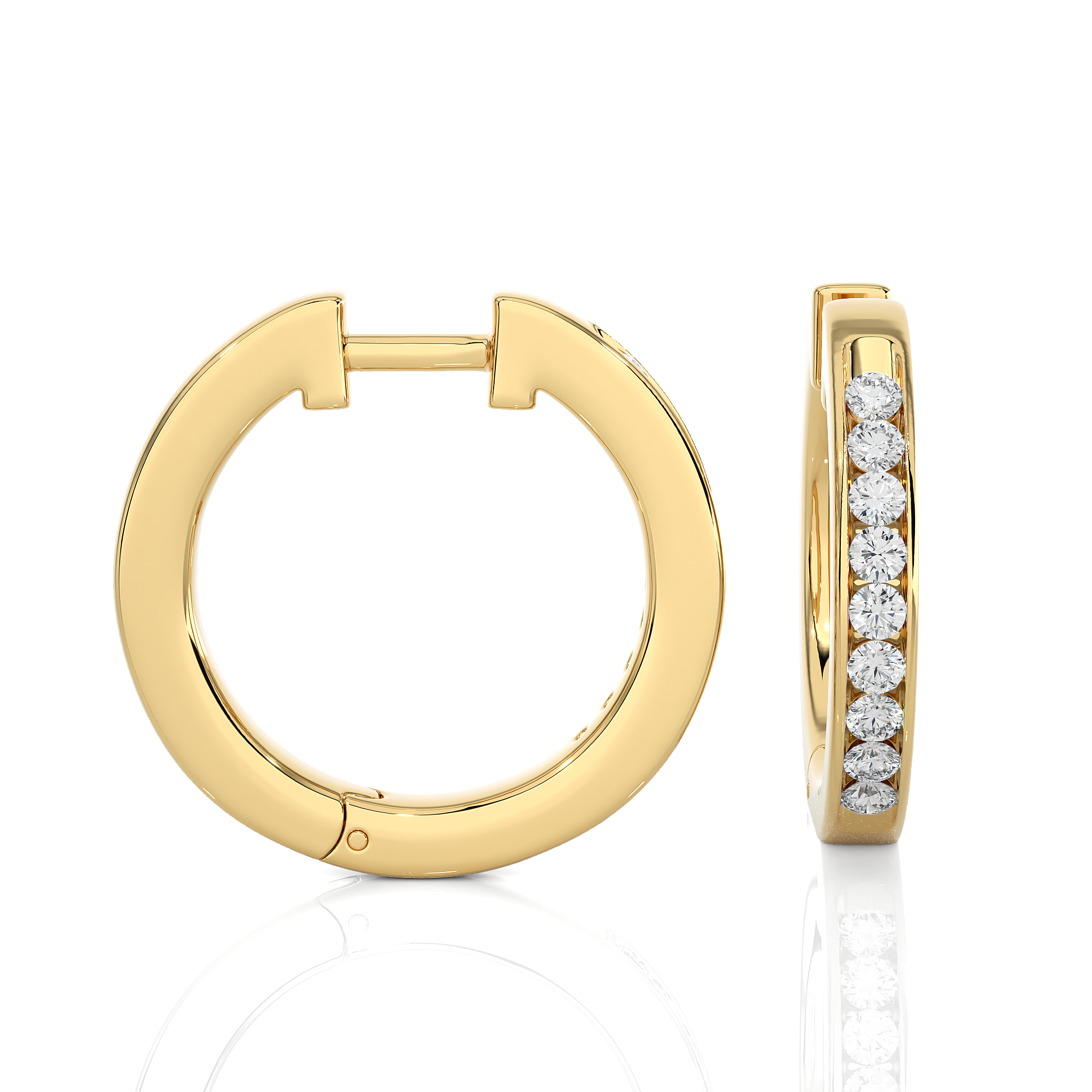 14K White Yellow Rose Gold 0.52 Carat Hoop Diamond Earrings